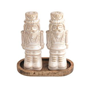 Nutcracker Salt & Pepper Set w/ Tray