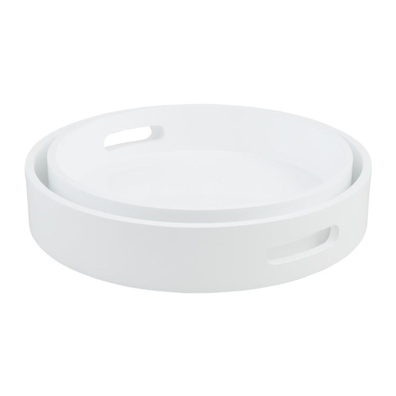 White Round Lacquer Tray (2 sizes)