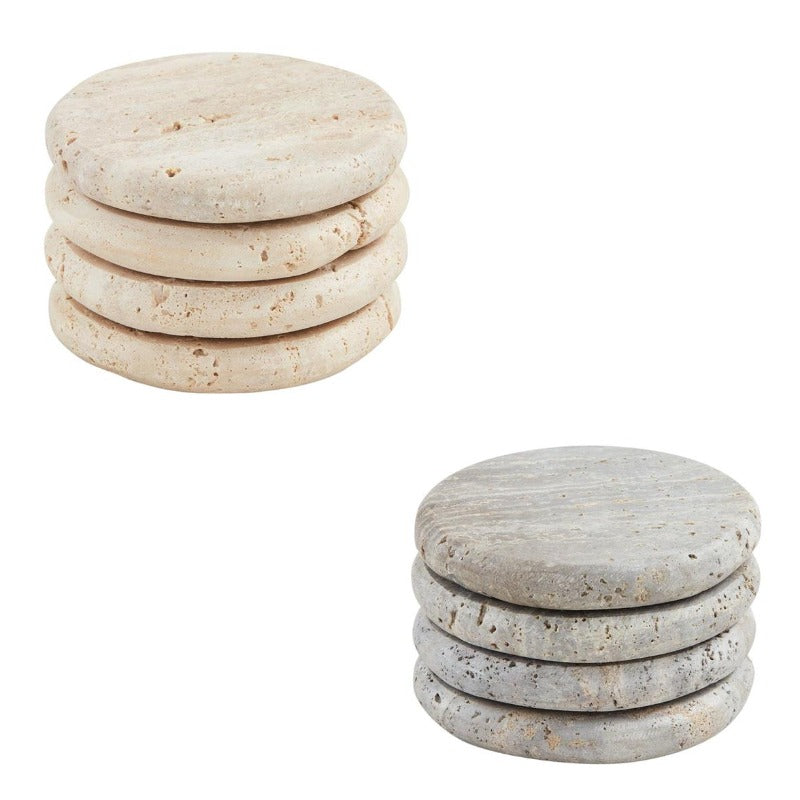 Round Travertine Coasters- Set of 4 (2 Colors)