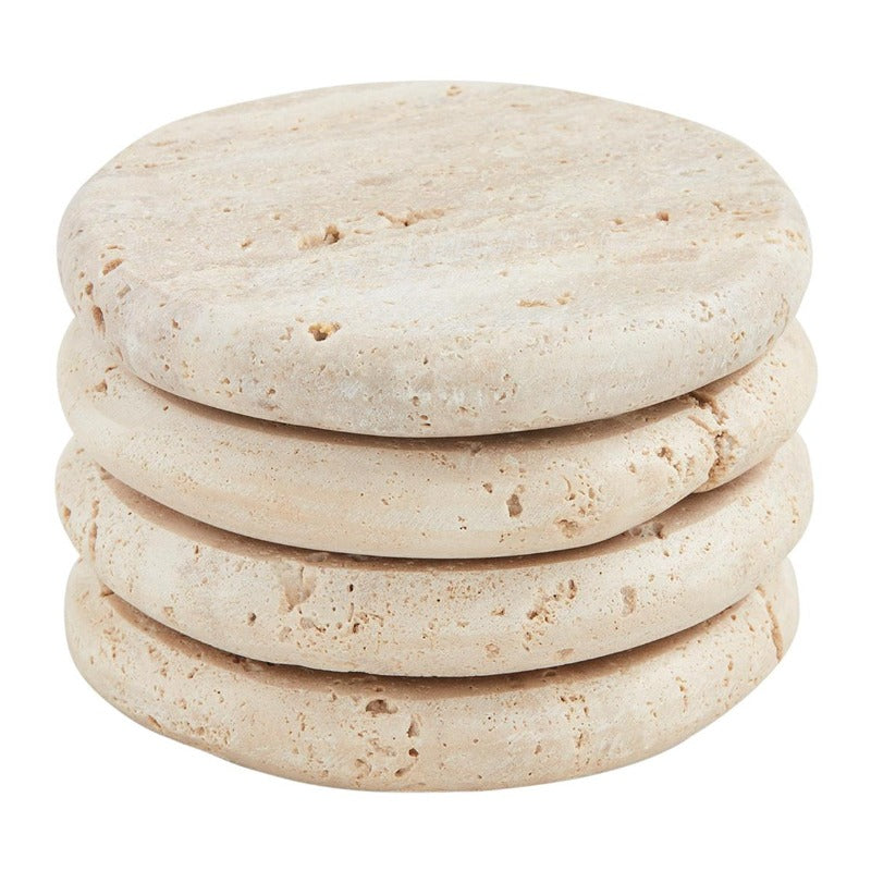 Round Travertine Coasters- Set of 4 (2 Colors)