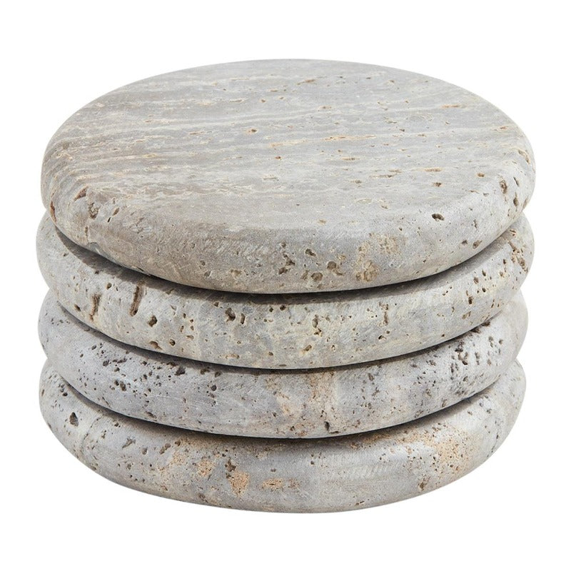 Round Travertine Coasters- Set of 4 (2 Colors)