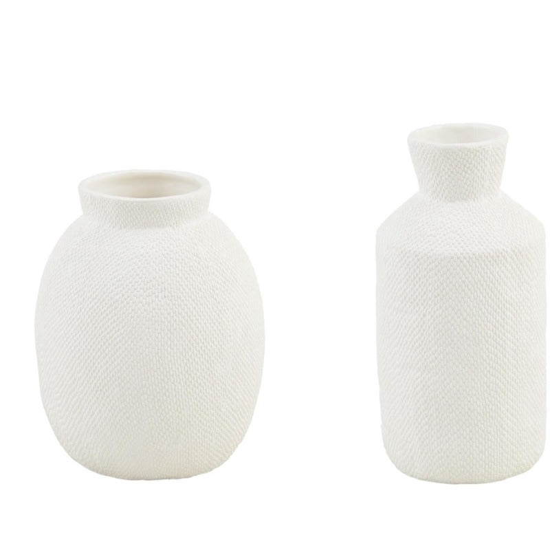 White Textured Stoneware Vase (2 sizes)