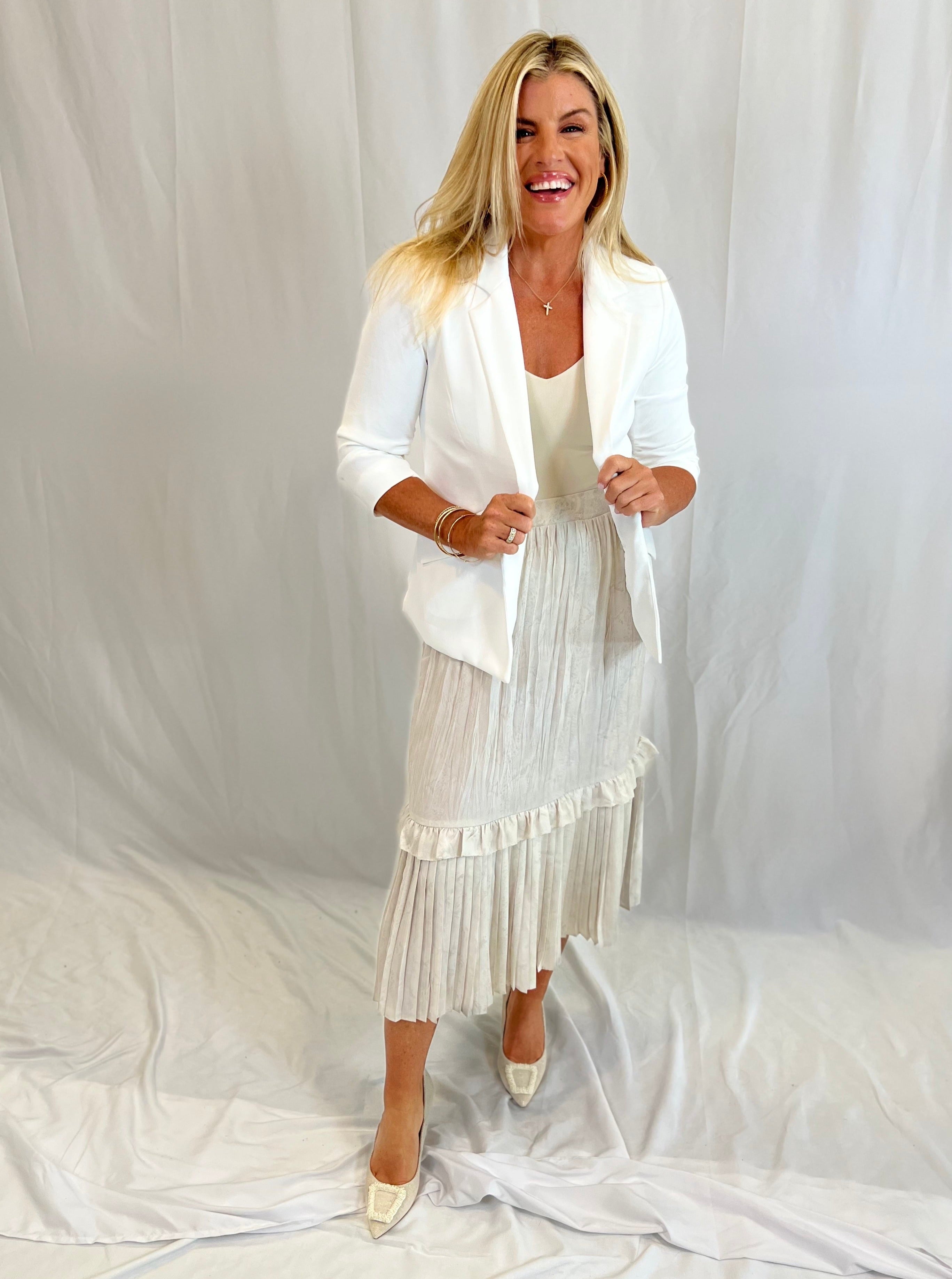 Shirred Blazer-White