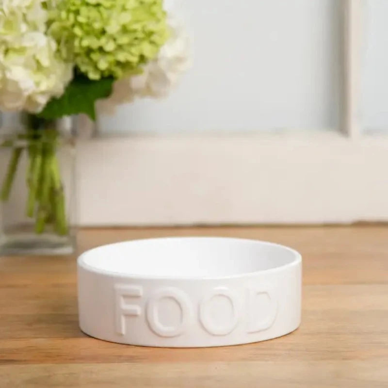 Small White Ceramic Pet Bowl (2 styles)