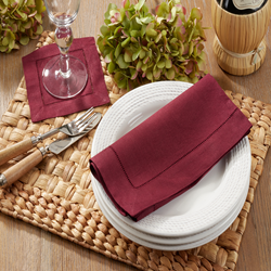 20X20 Burgundy Hemstitched Napkins (Set of 4)