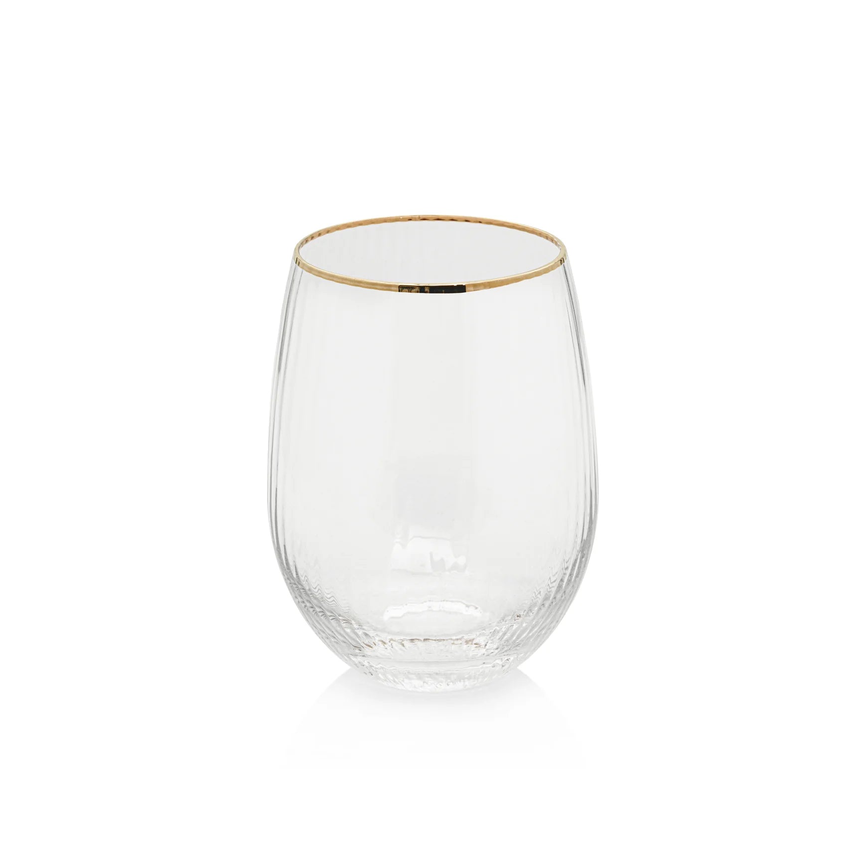 Optic Stemless Wine Glass w/ Gold Rim
