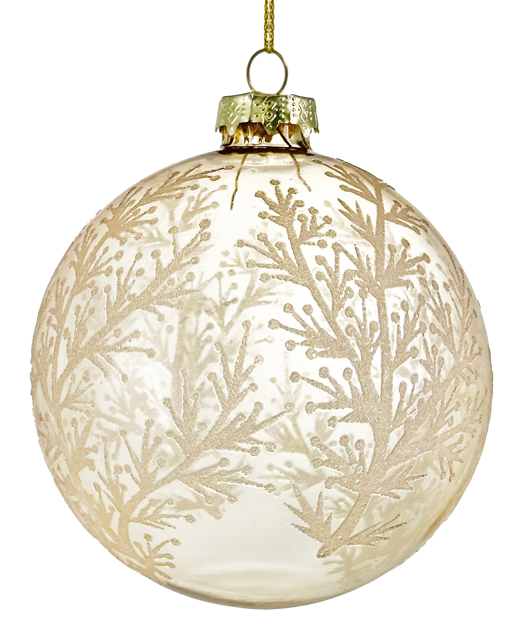 Champagne w/ Frosted Branches Ornament (2 Sizes)
