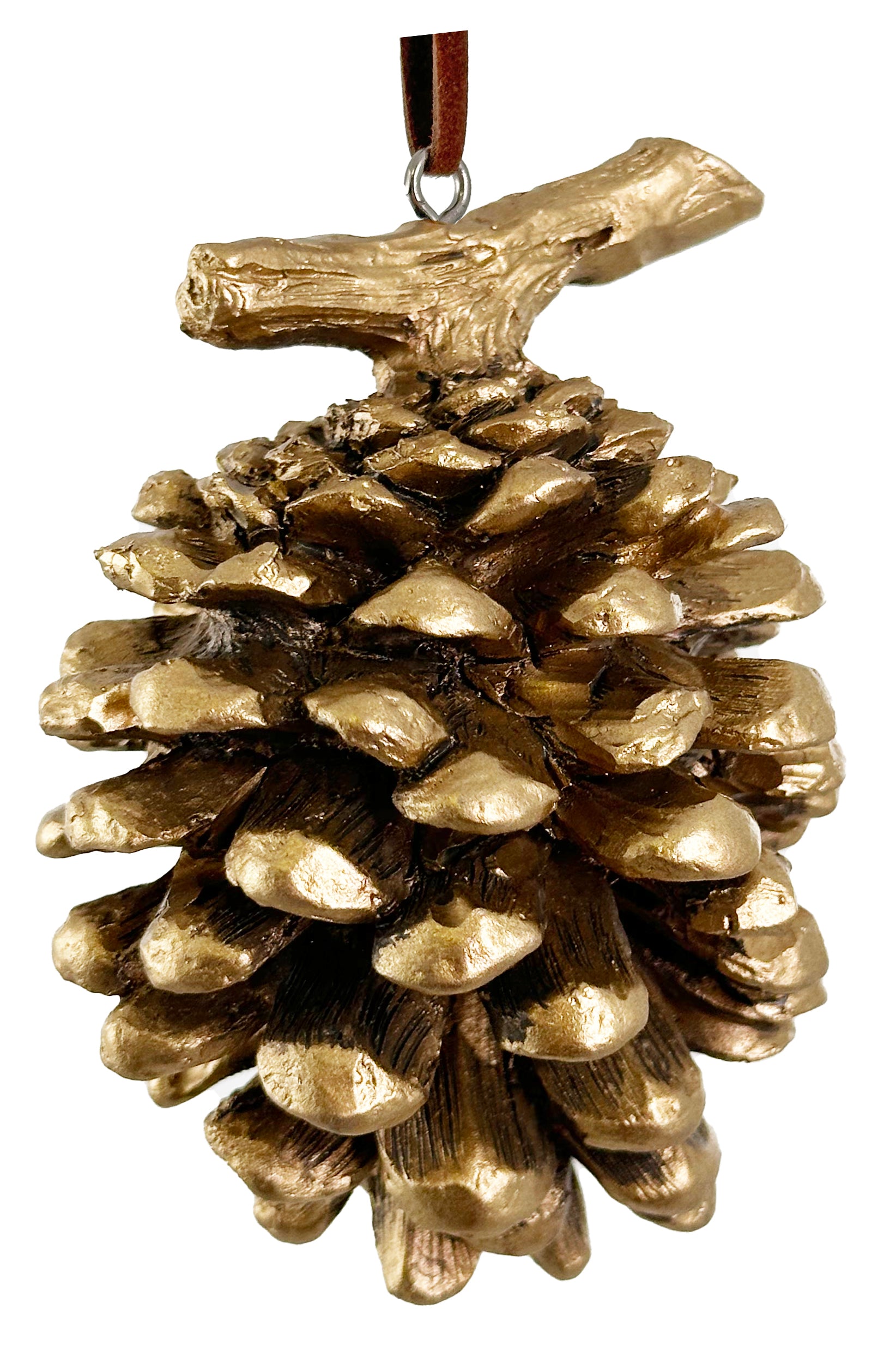 Gold Pinecone w/ Branch Ornament