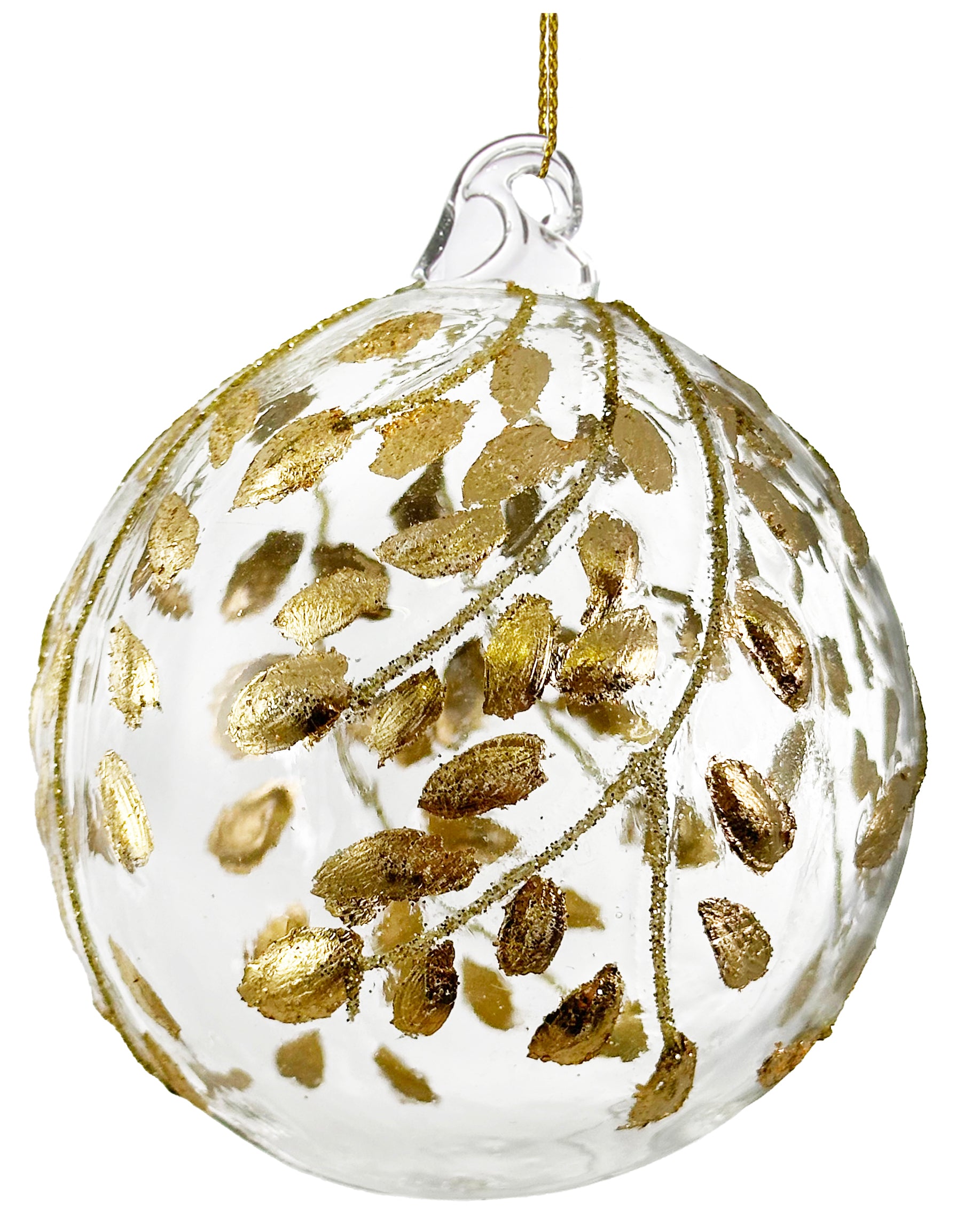 Clear Glass w/ Gold Leaf Ornament (2 Sizes)