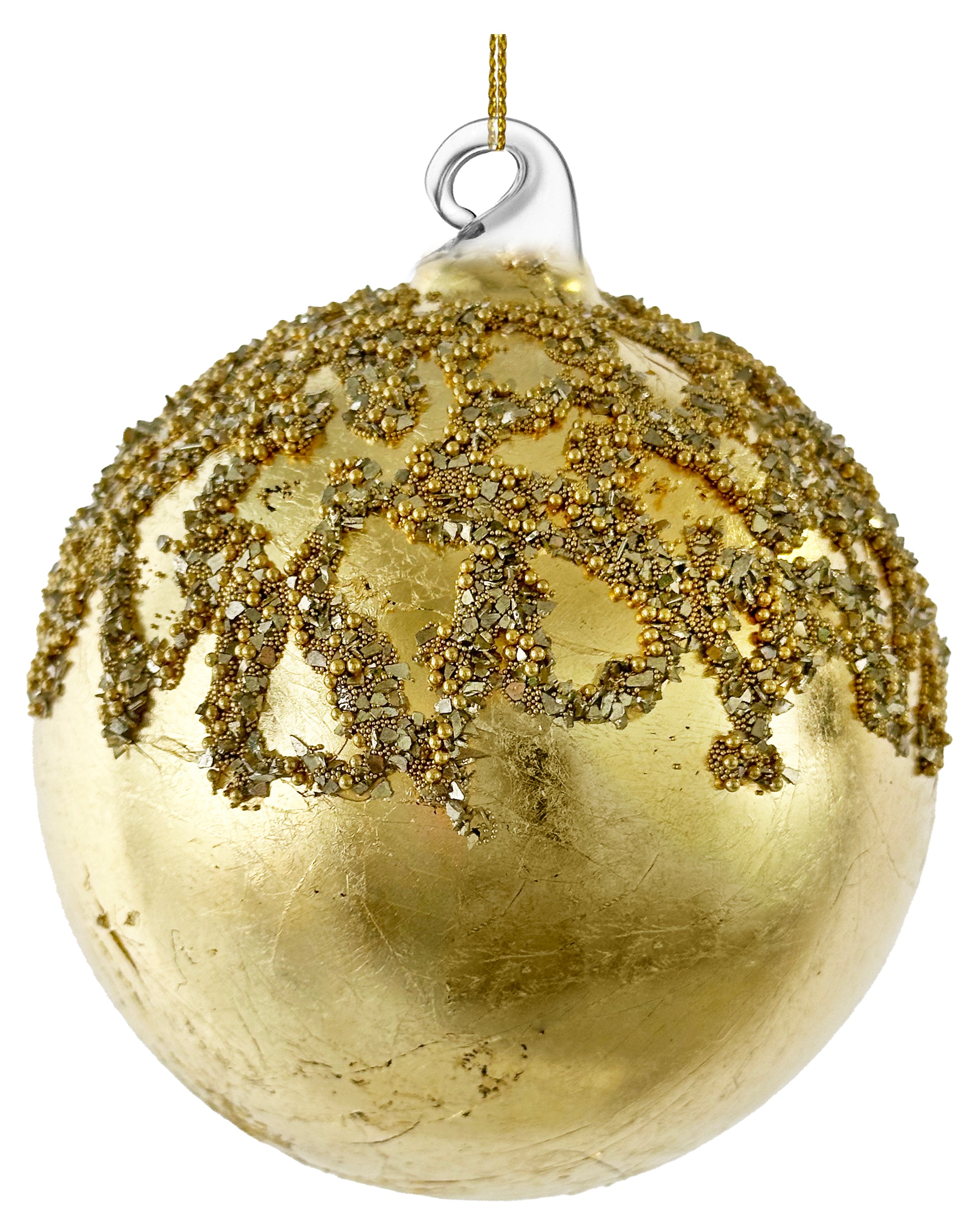 Gold Gilded w/ Beaded Top Ornament (2 Sizes)