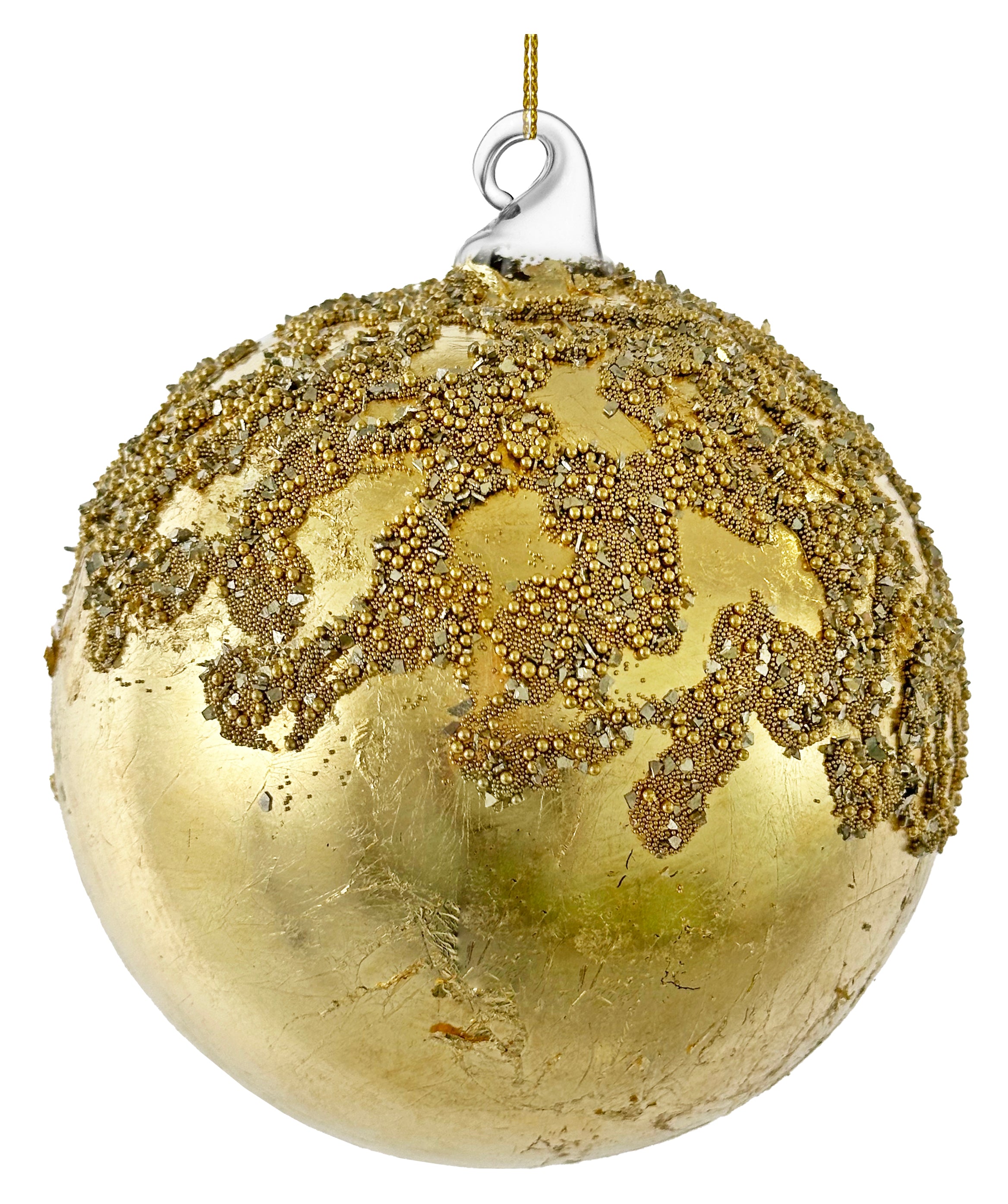 Gold Gilded w/ Beaded Top Ornament (2 Sizes)