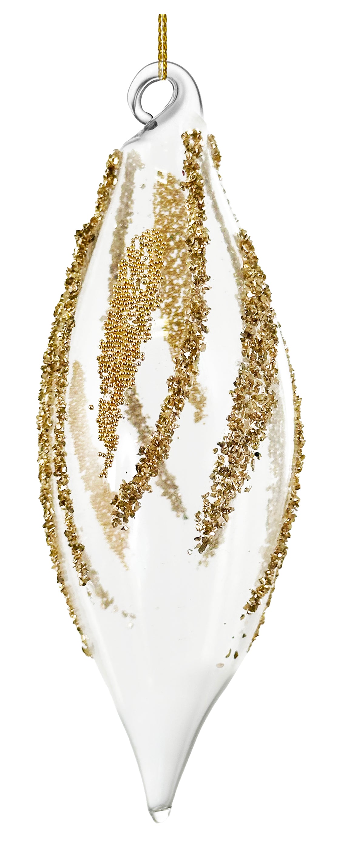 Gold Beaded Glass Drop Ornament (2 Sizes)