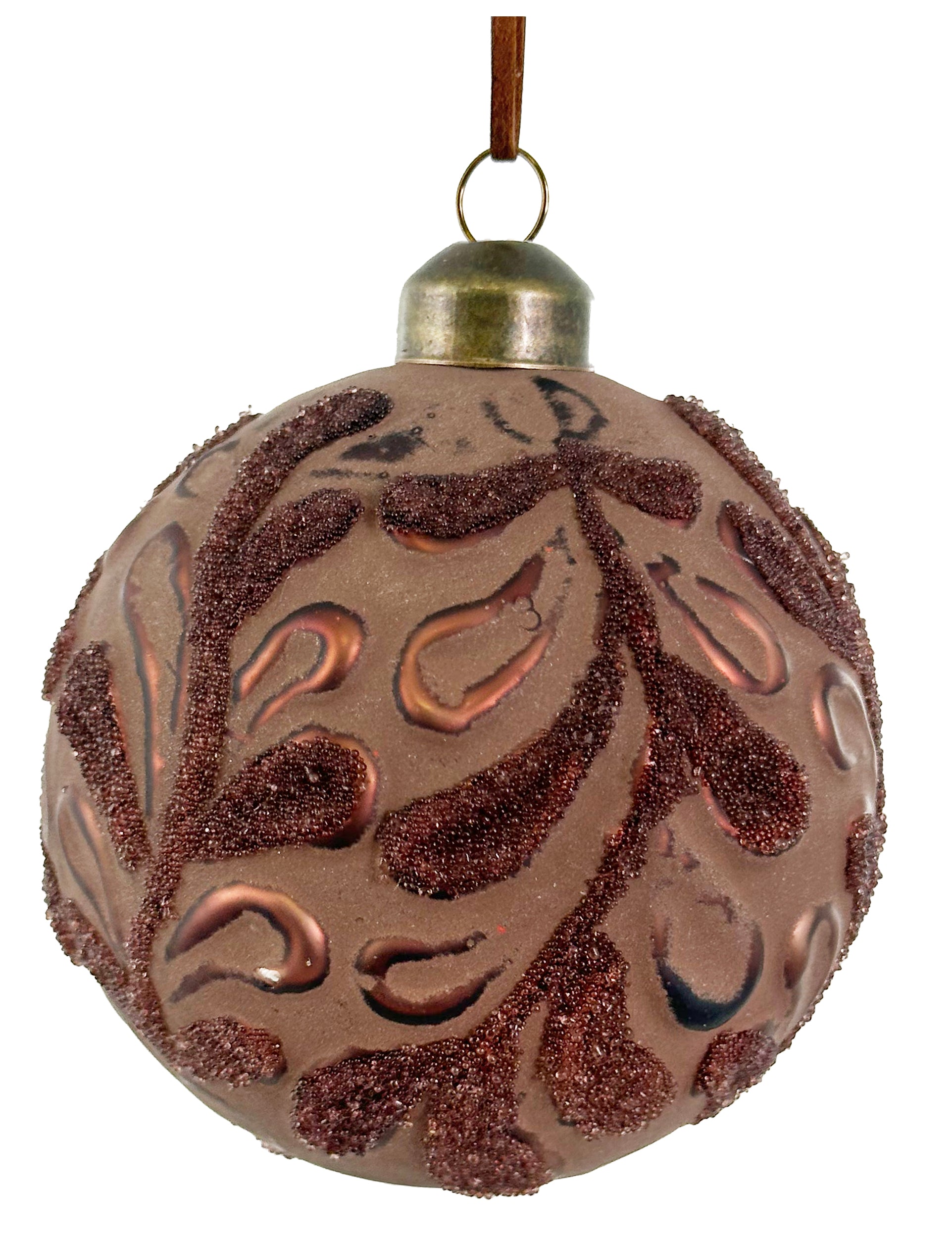 Bordeaux Beaded Leaves Glass Ornament (2 Sizes)