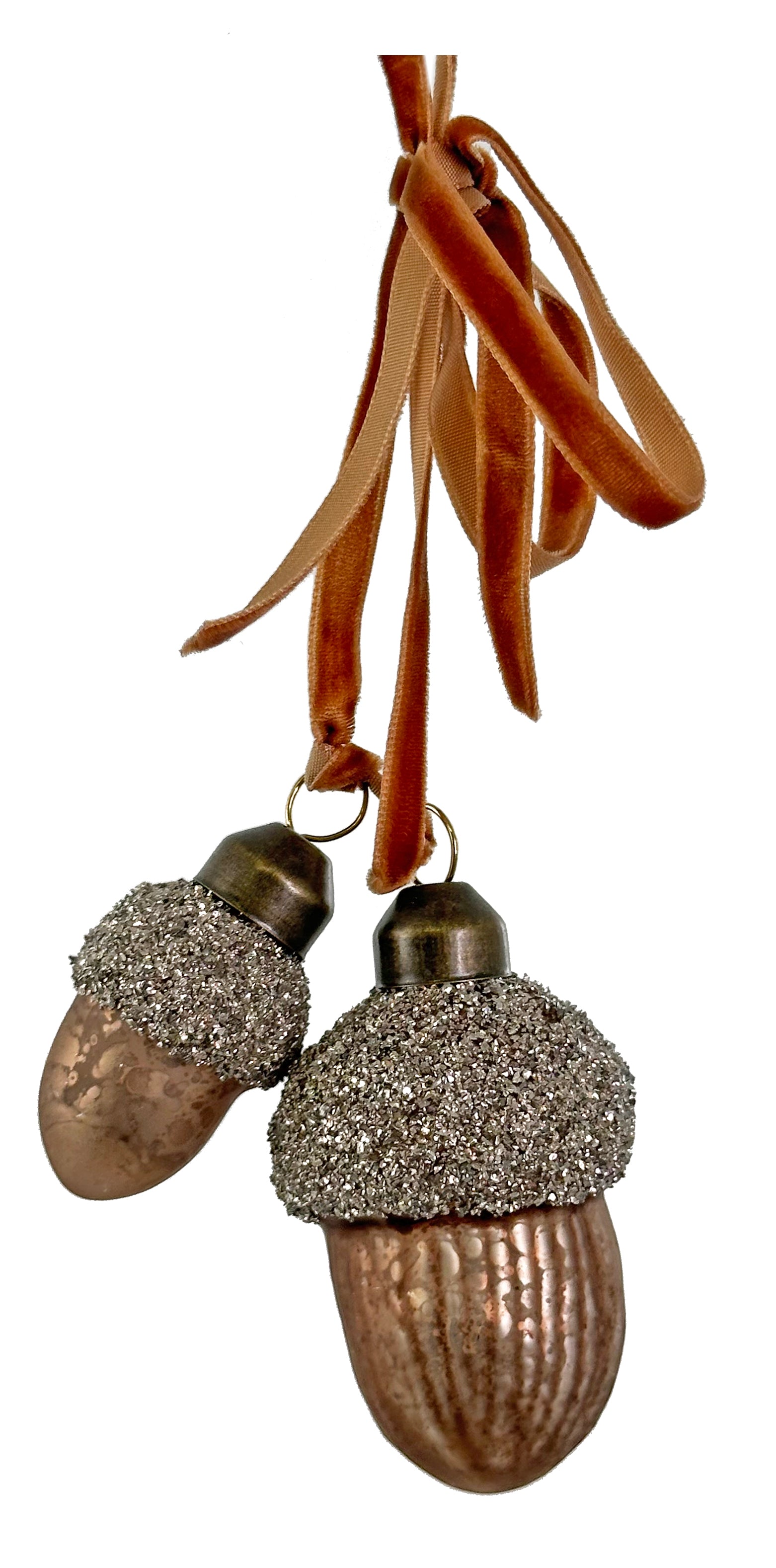 Antique Brown Glass Acorns Ornament