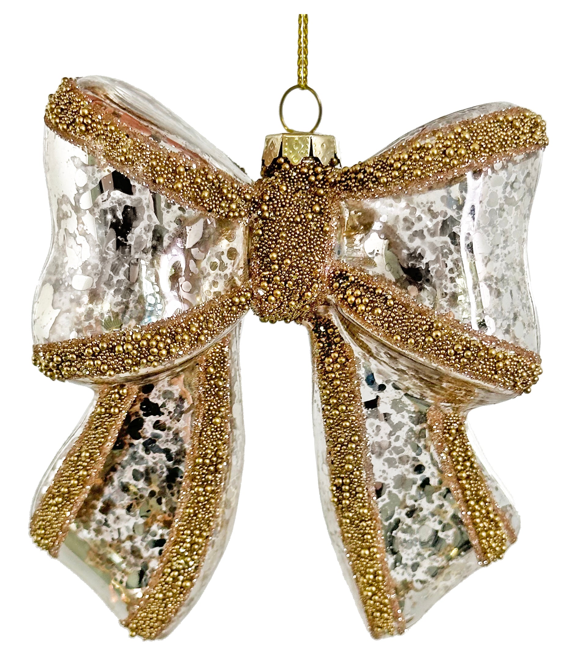 Glass Bow Ornament-Silver/Gold