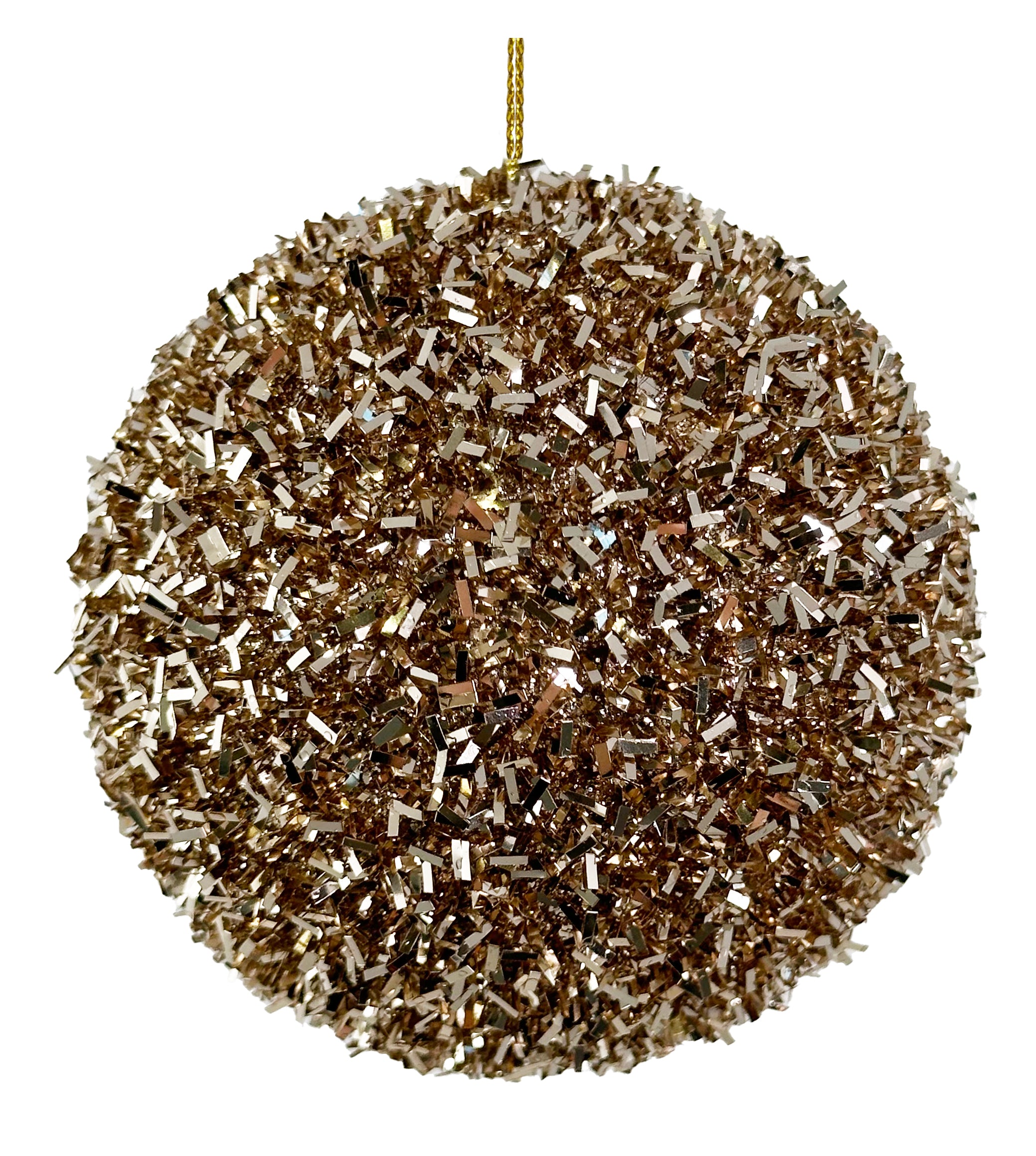 Champagne Tinsel Ball Ornament (2 Sizes)