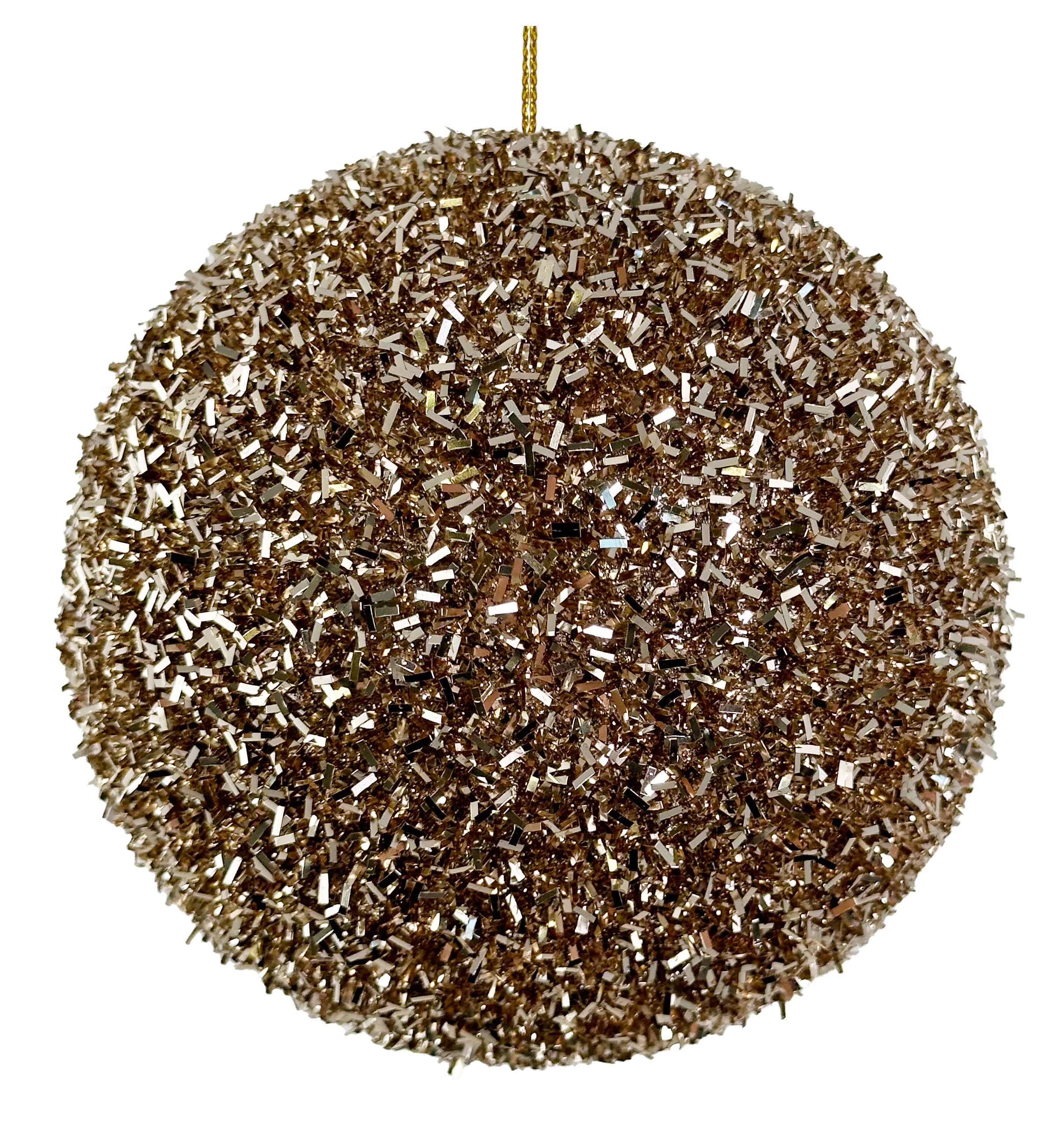 Champagne Tinsel Ball Ornament (2 Sizes)