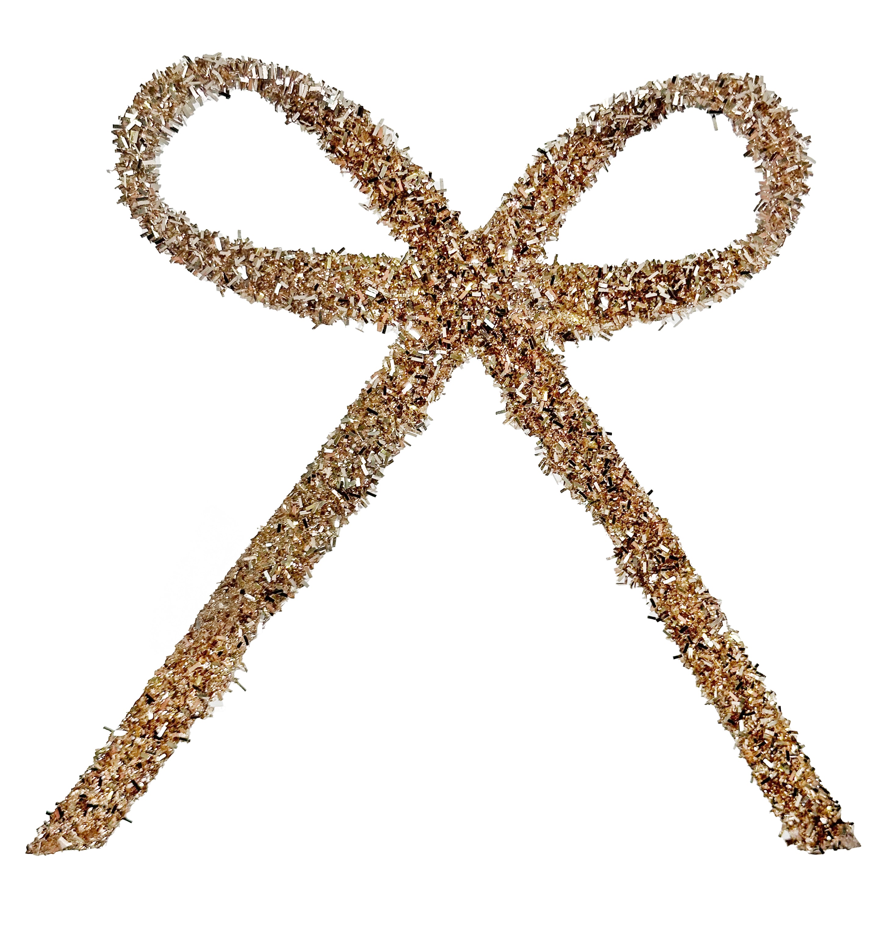 10" Champagne Tinsel Bow w/ Clip