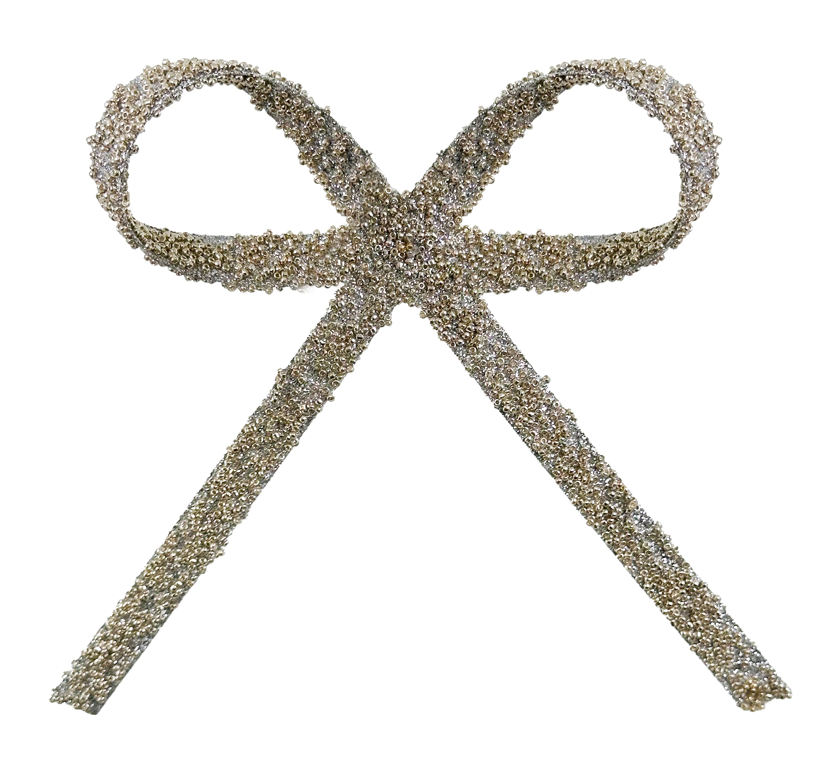10" Silver Beaded Bow w/ Clip