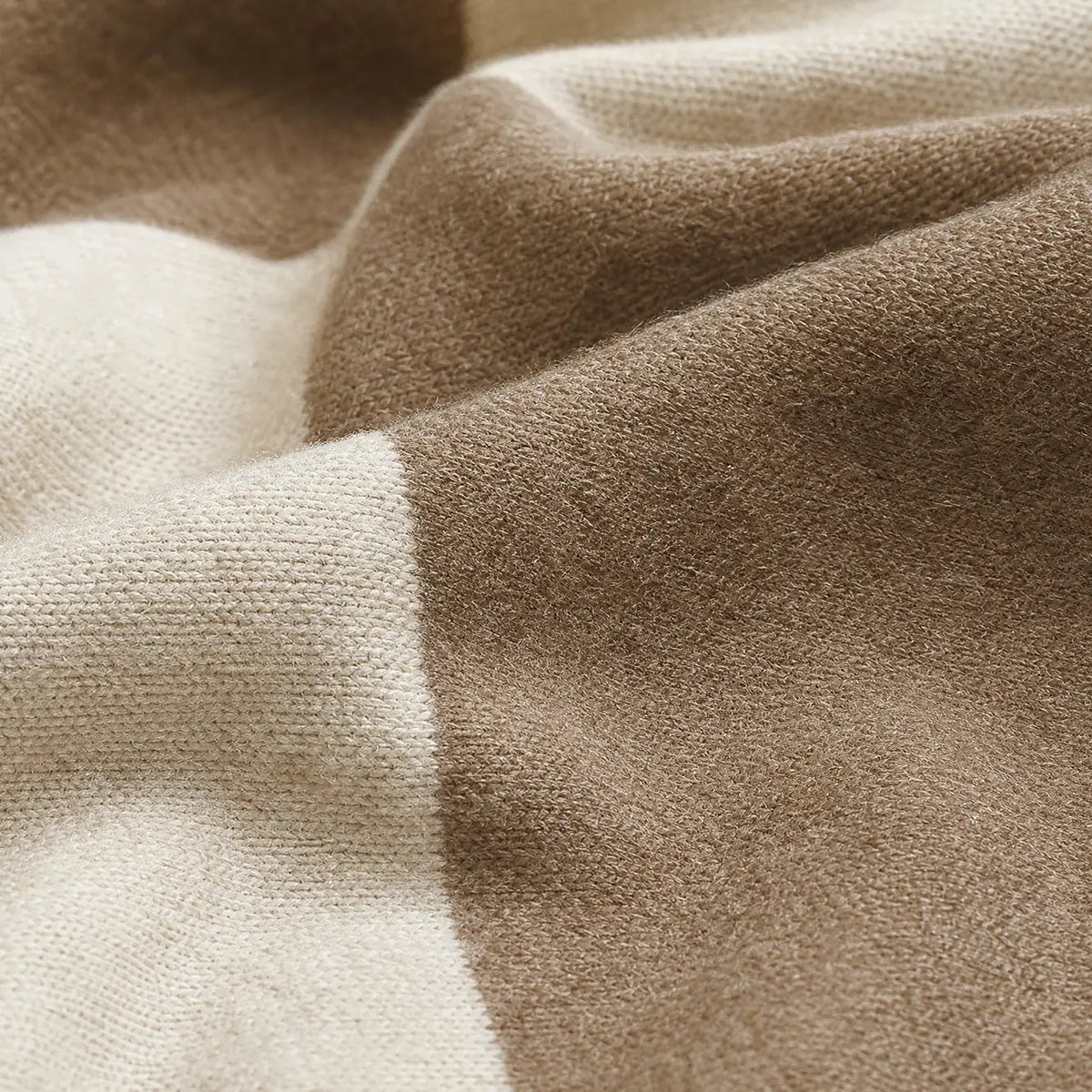 75" x 52" Block Print Throw- Tan/Ivory