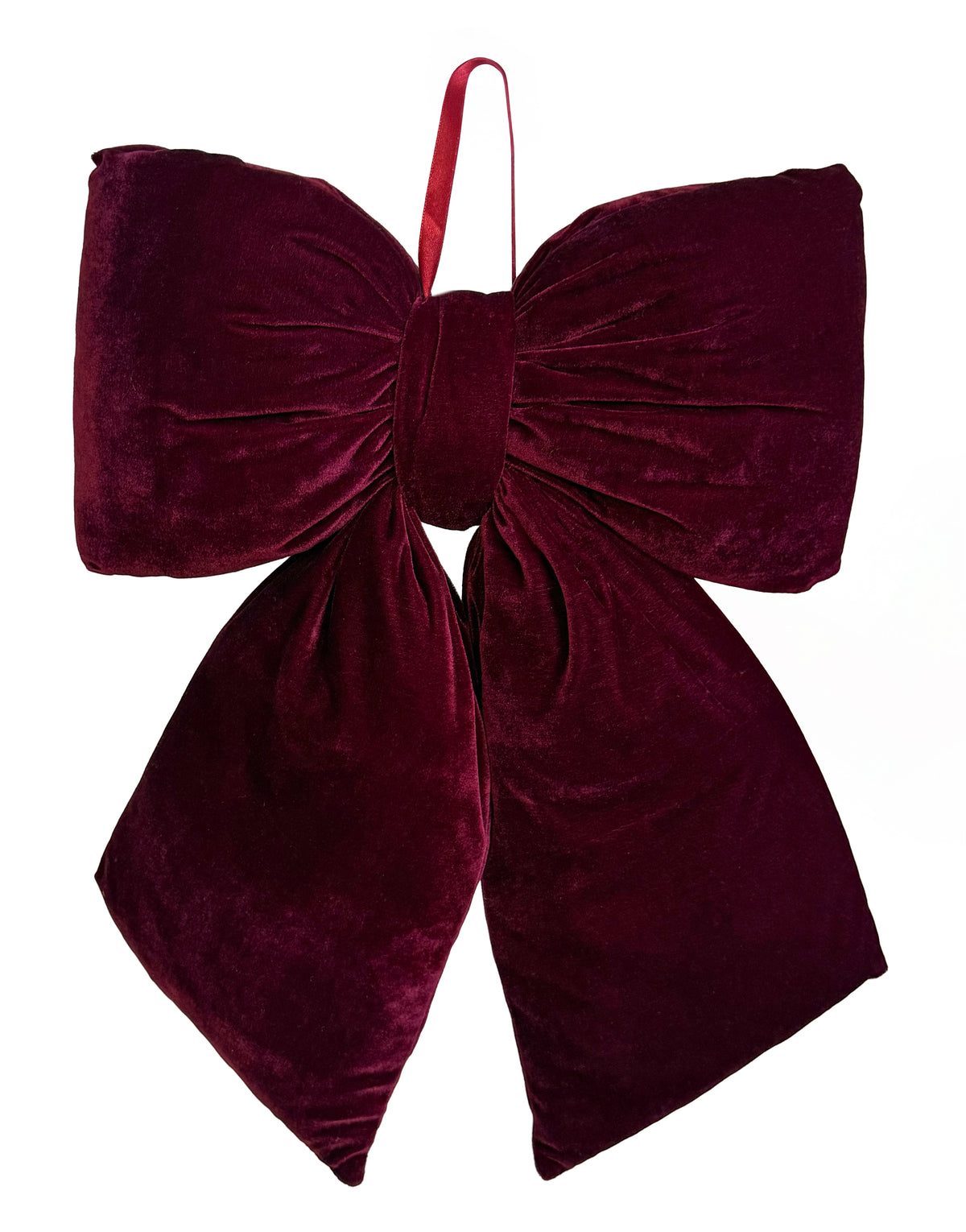 Puffed Velvet Bow-Burgundy (2 Sizes)