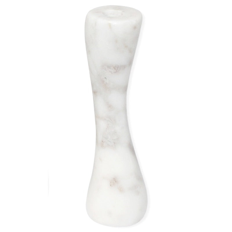 Asymmetrical White Marble Taper Holder (2 Sizes)