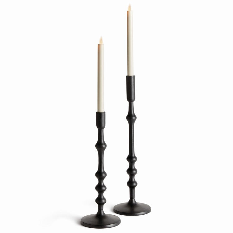 Black Notched Taper Candle Holder (2 Sizes)