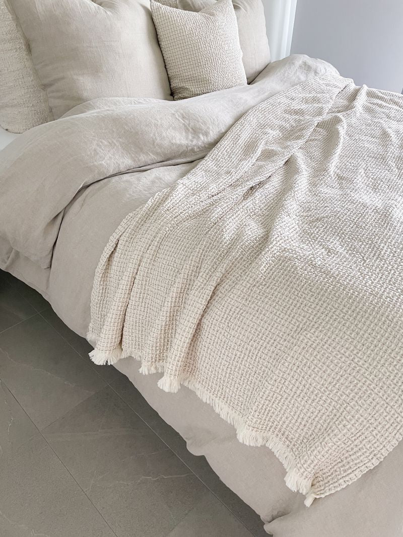 Taupe Waffle Weave Bed Blanket (2 Sizes)