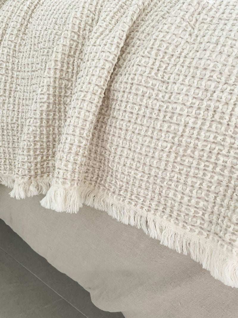 Taupe Waffle Weave Bed Blanket (2 Sizes)