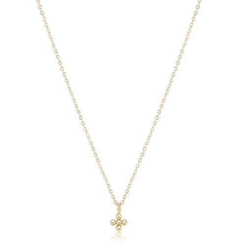 16" necklace gold - 4mm beaded cross charm