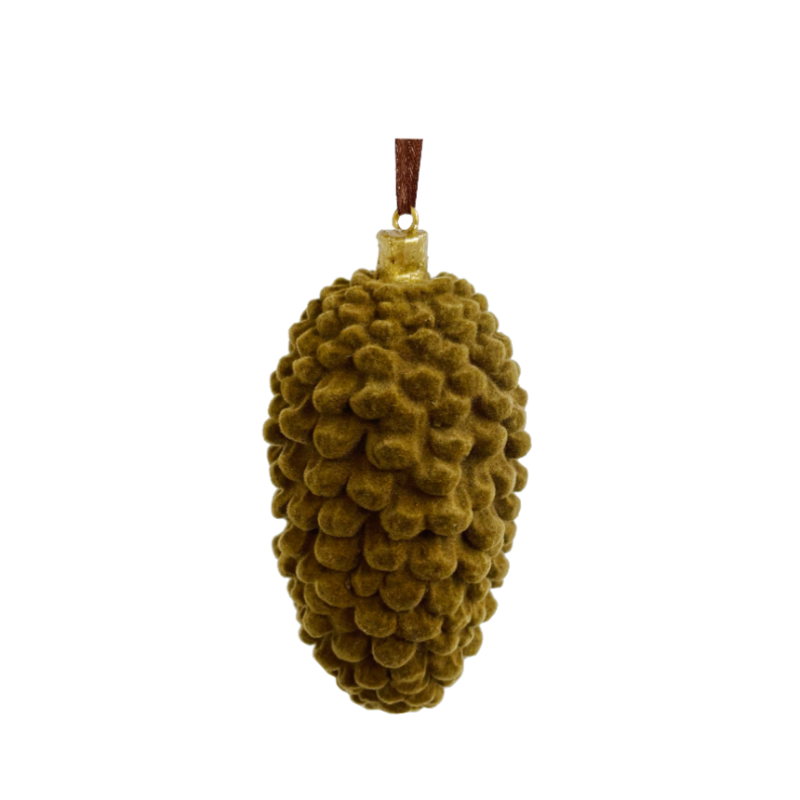 Brown Velvet Pinecone Ornament