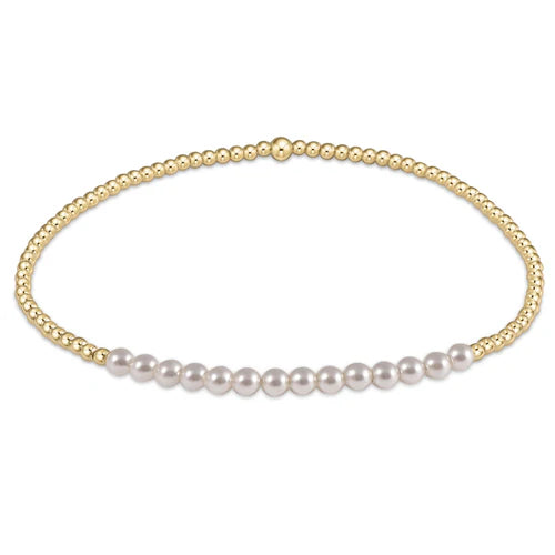 Gold Bliss 2mm Bead Bracelet-Pearl