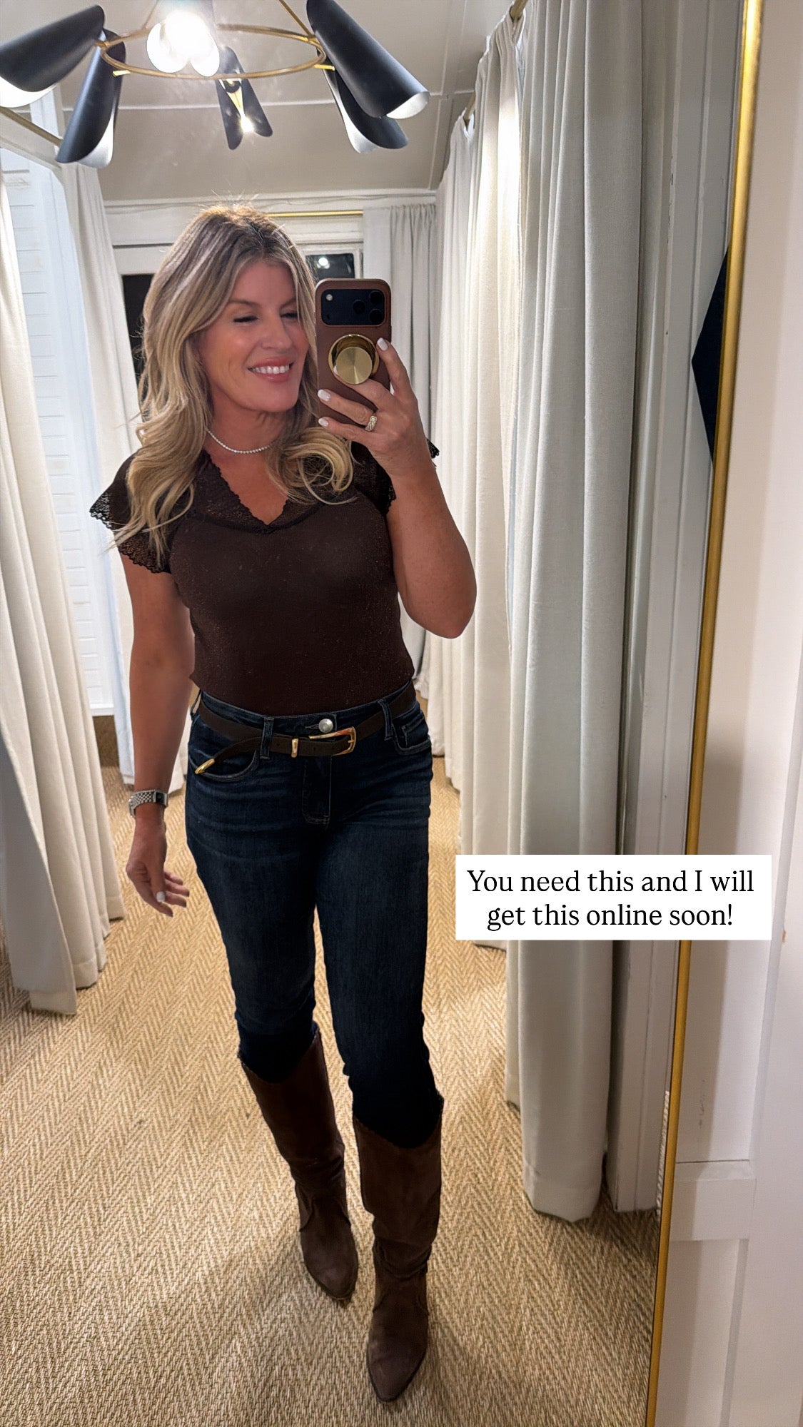 Short Sleeve Lace Sweater Combo Top-Brown