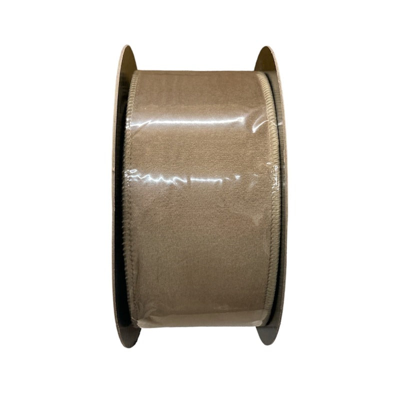 Taupe Velvet Taffeta Ribbon - 2.5" x 10yd