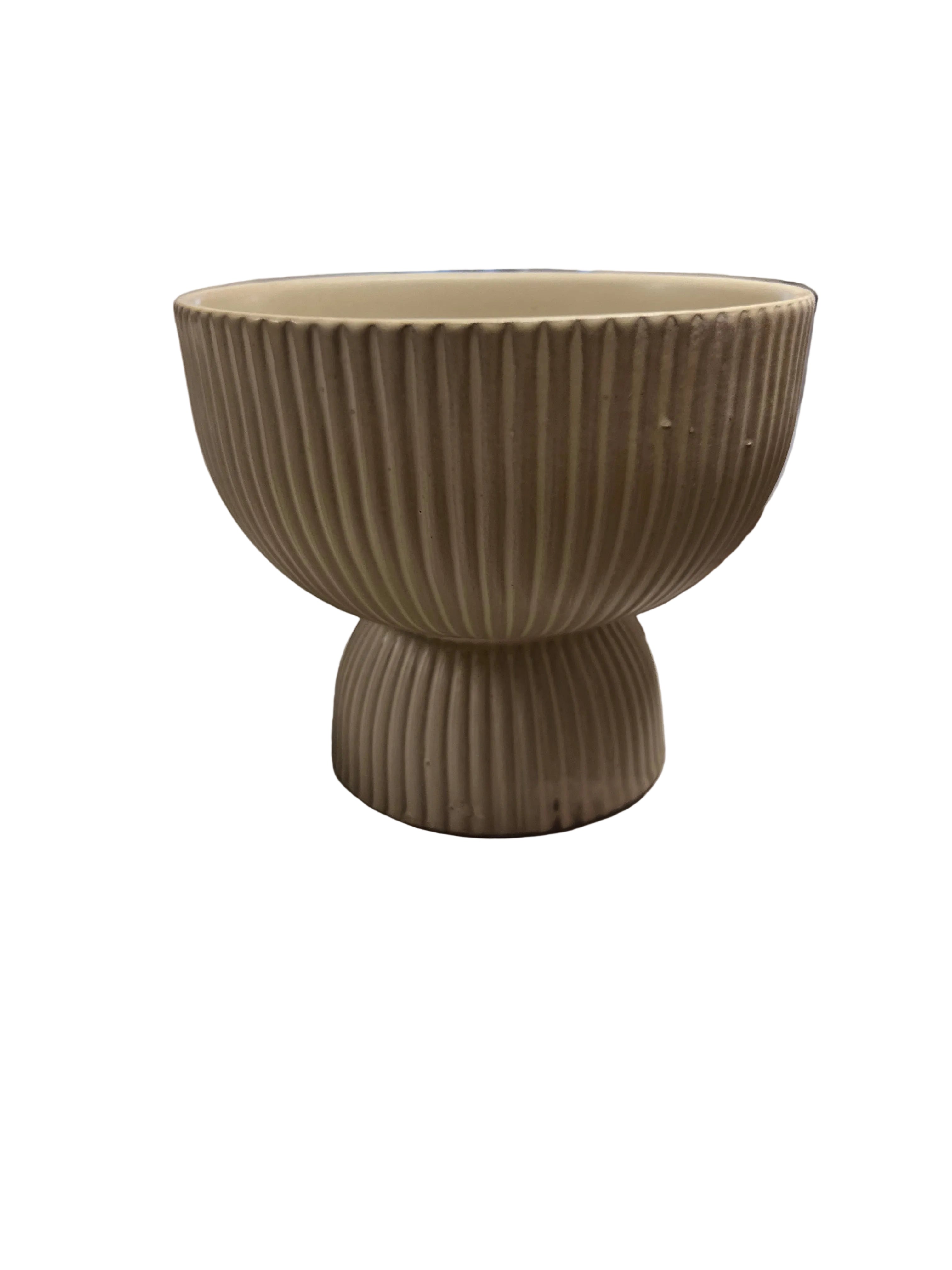 Ribbed Footed Bowl-Warm Sand (2 Sizes)