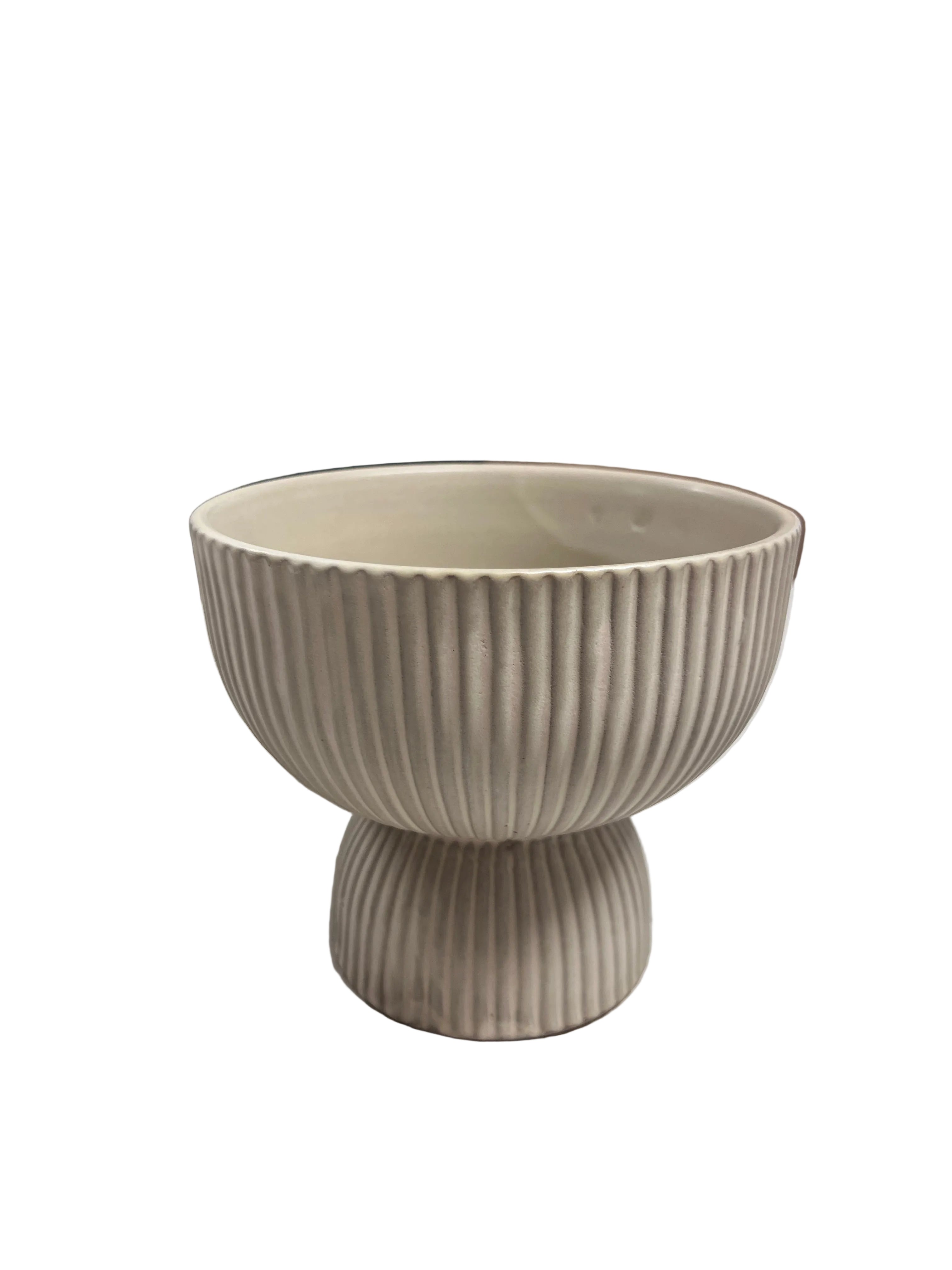 Ribbed Footed Bowl-Warm Sand (2 Sizes)
