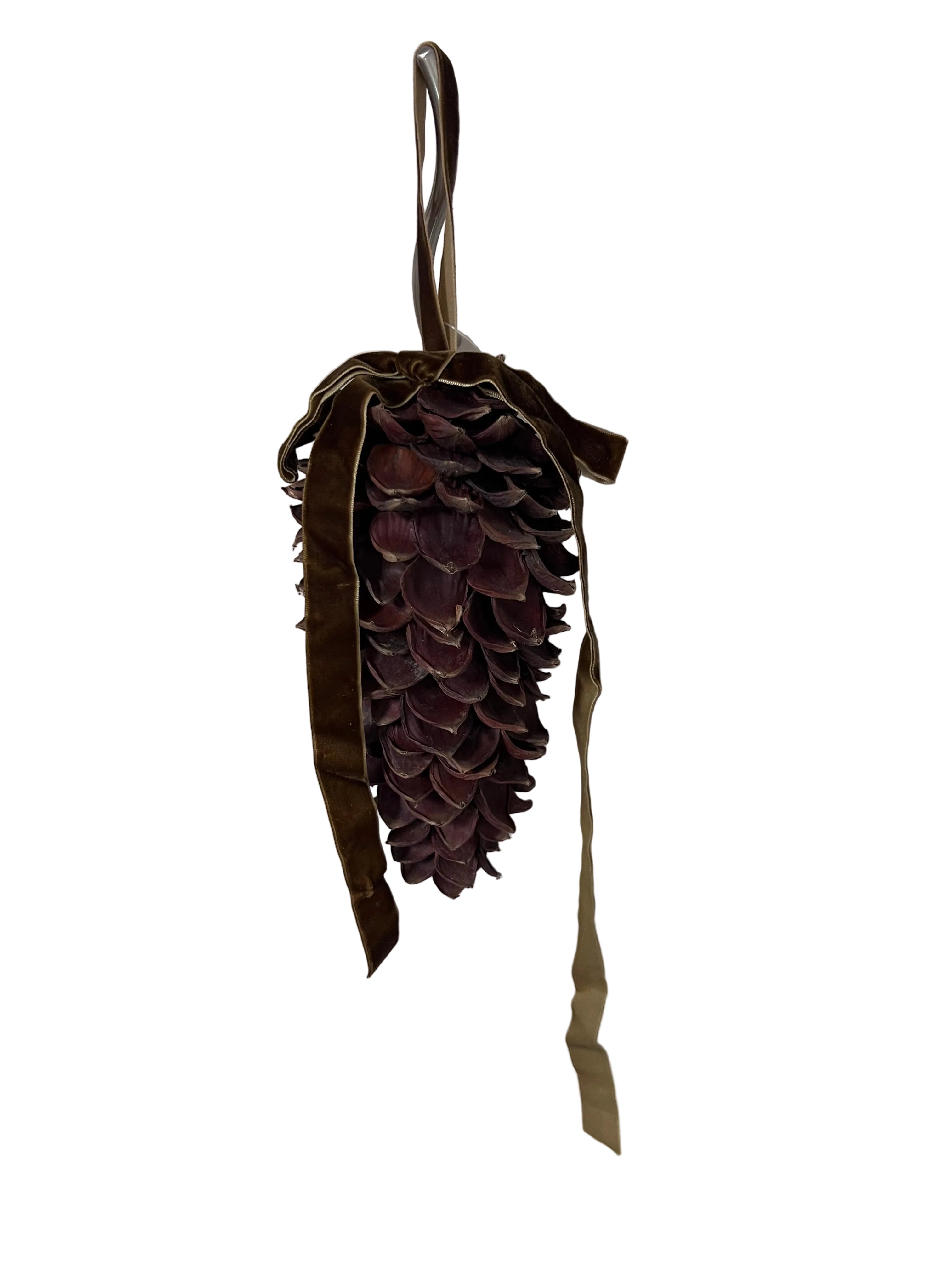 Chestnut Pinecone w/ Olive Green Bow (3 Sizes)