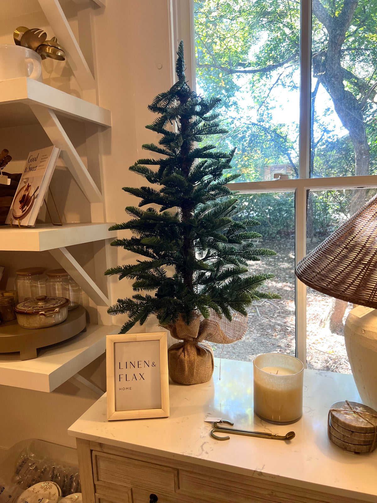 3ft Pre-Lit Pine Tree w/ Burlap Base
