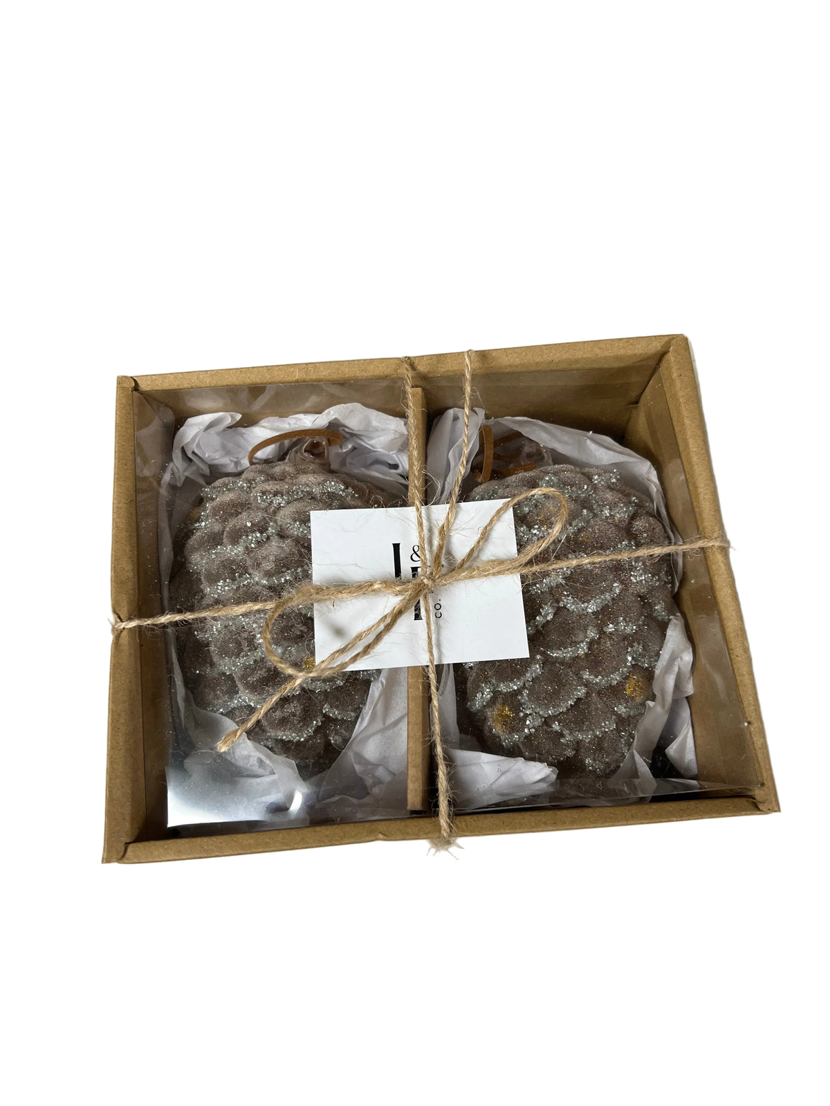 Iced Brown/Gold Pinecone Ornament (Set of 2)