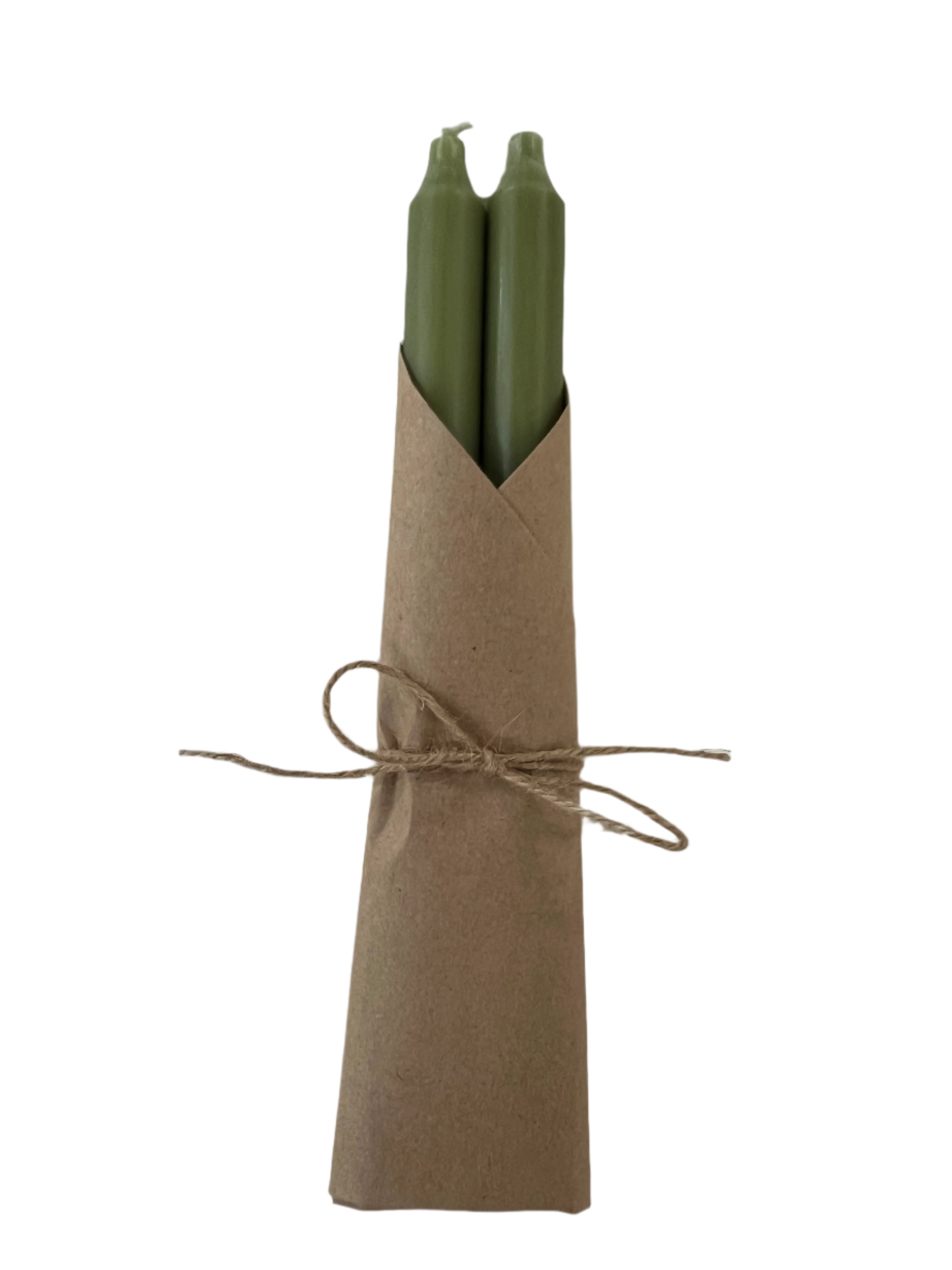 7" Moss Green Taper Candles (2pk)