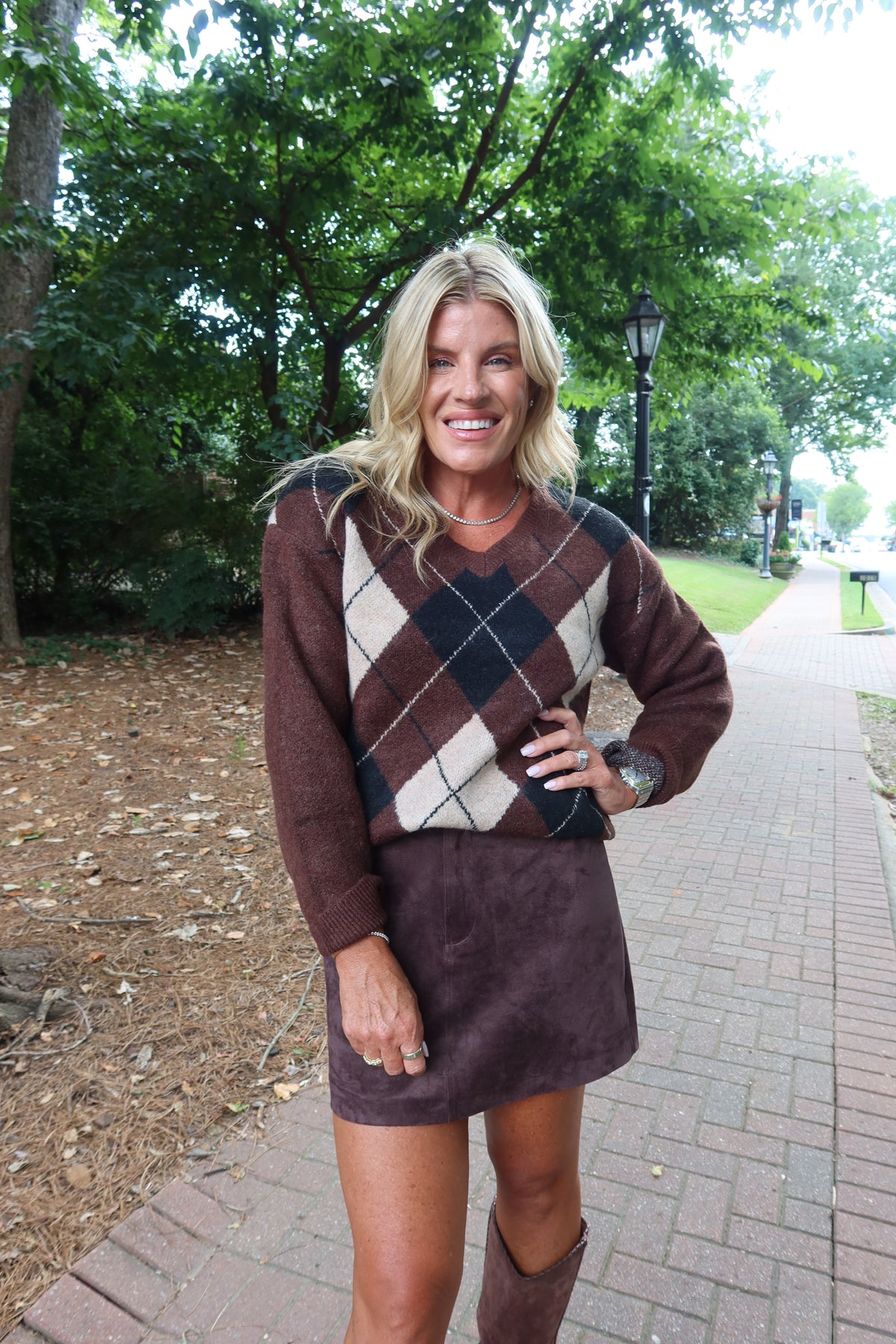 Kimberly Argyle Sweater-Nutmeg