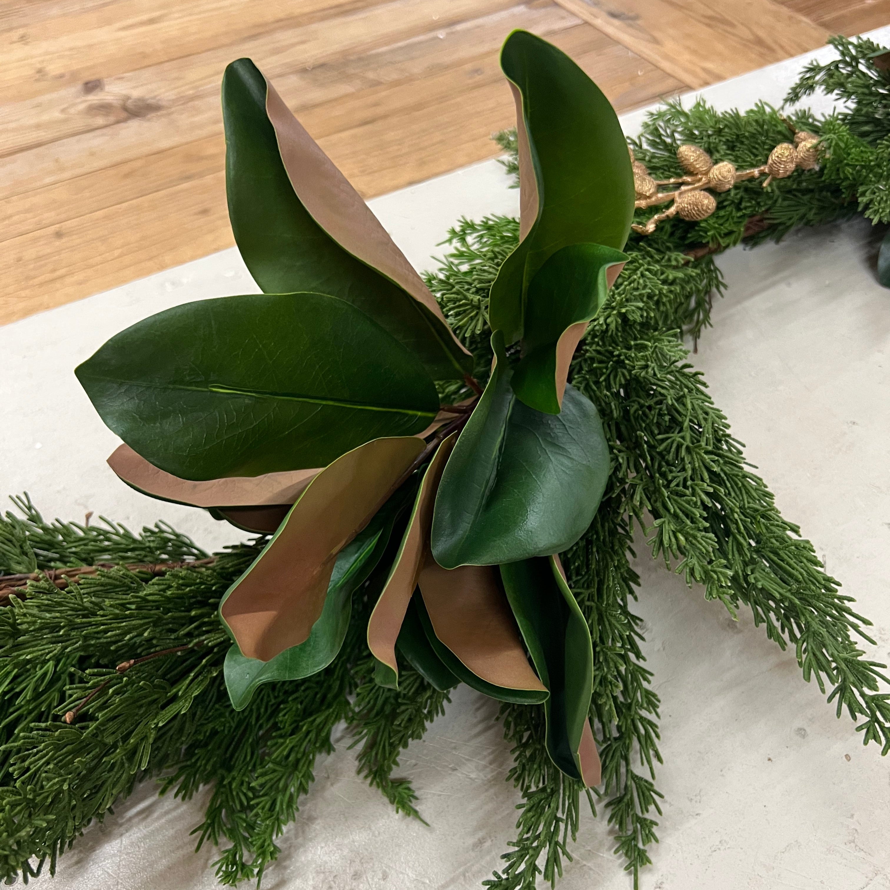 16" Green Magnolia Leaf Pick