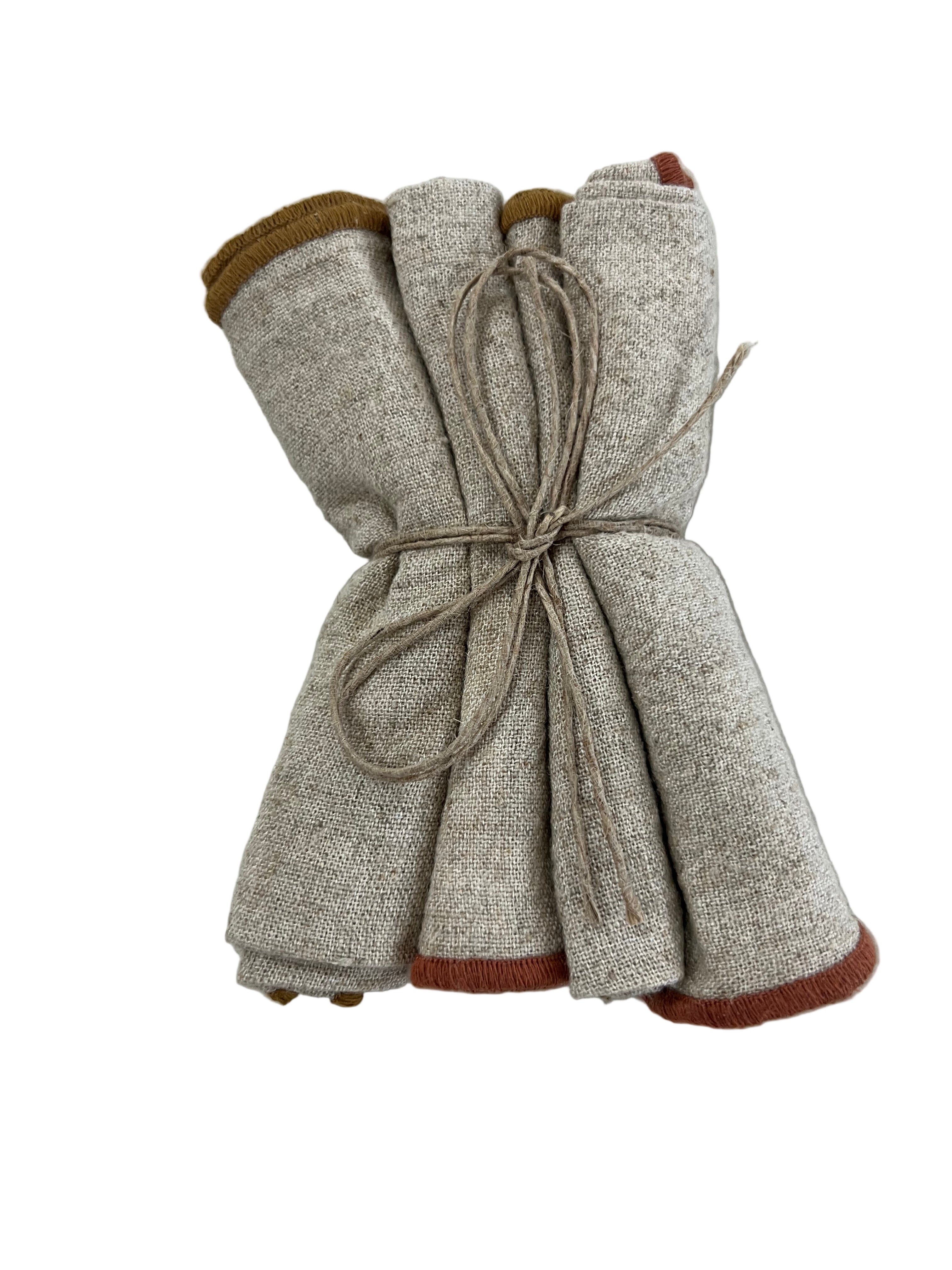 10" Linen Cocktail Napkins w/ Stitched Edge