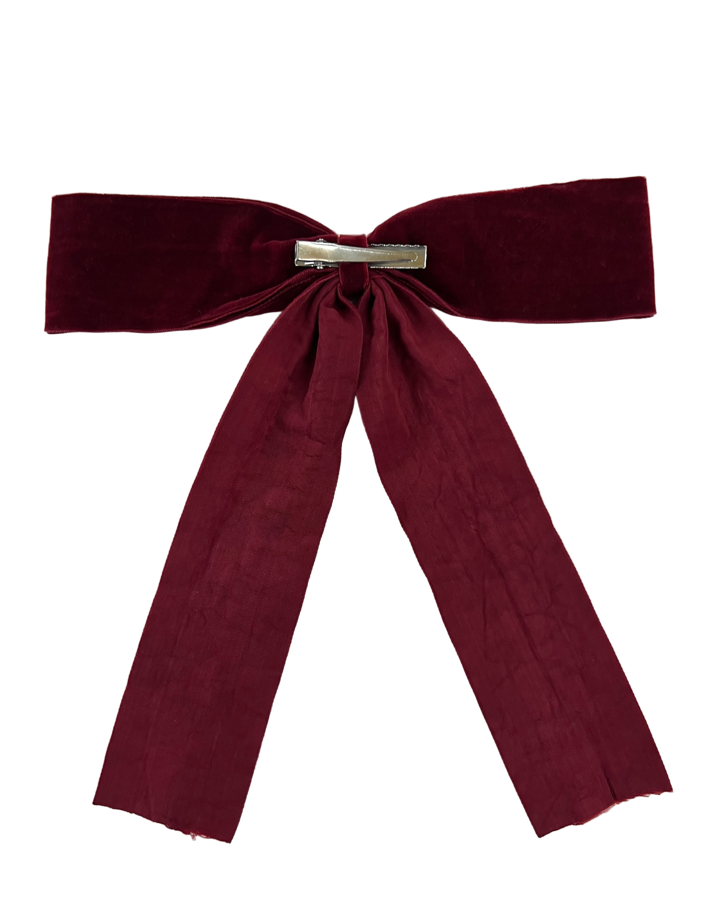 Burgundy Velvet Bow w/ Clip (2 Sizes)