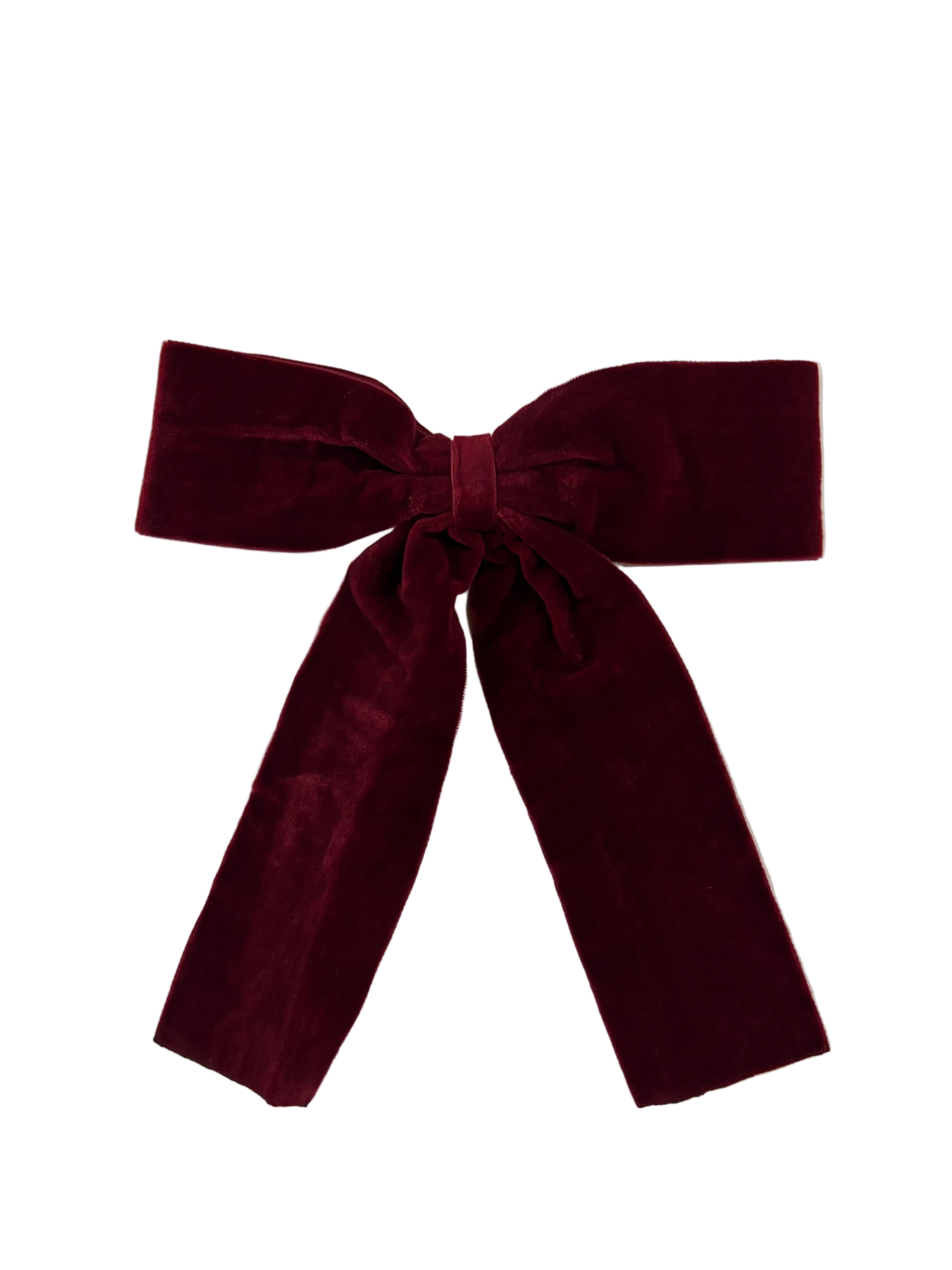 Burgundy Velvet Bow w/ Clip (2 Sizes)