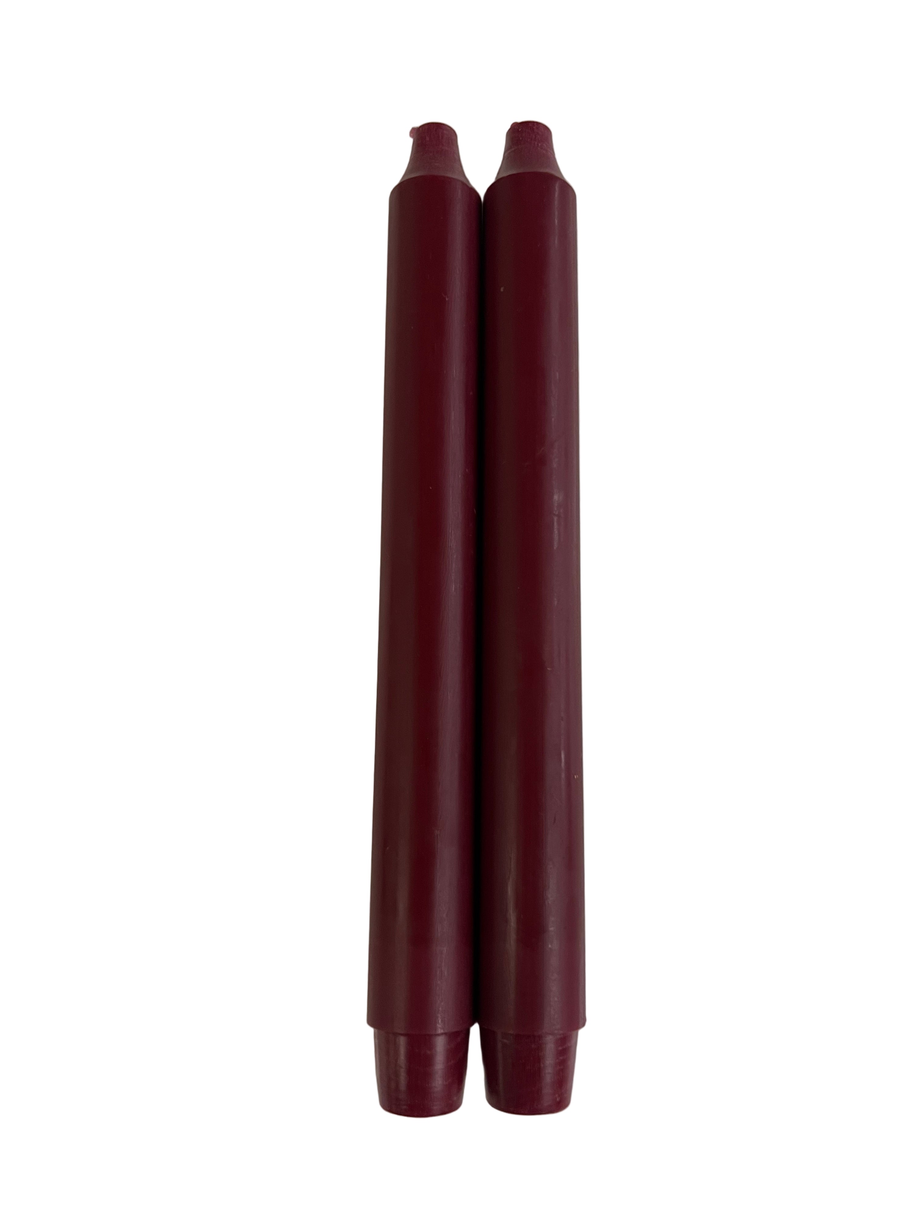 10" Burgundy Taper Candles (2pk)