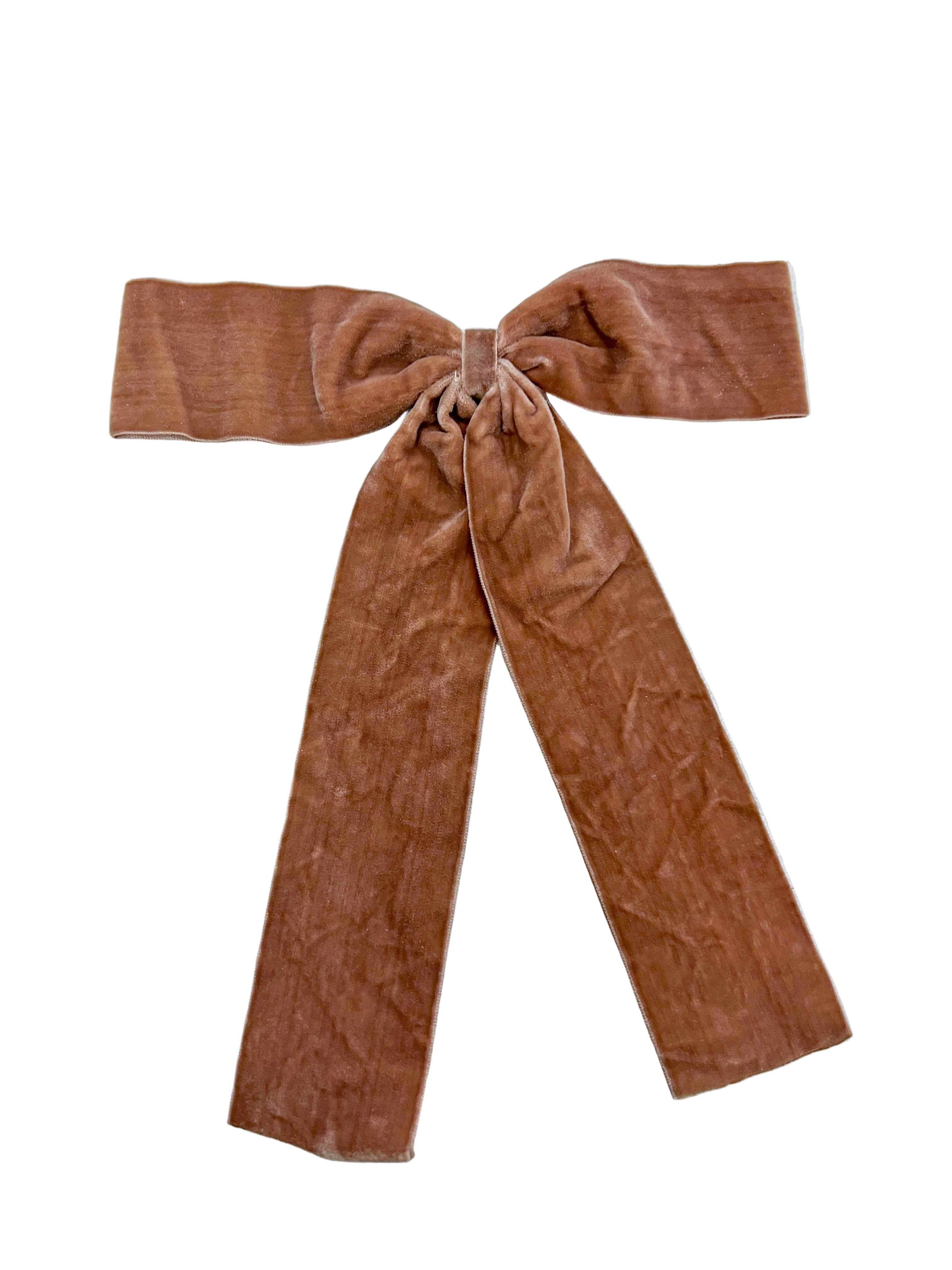 8.5" Brown Velvet Bow w/ Clip