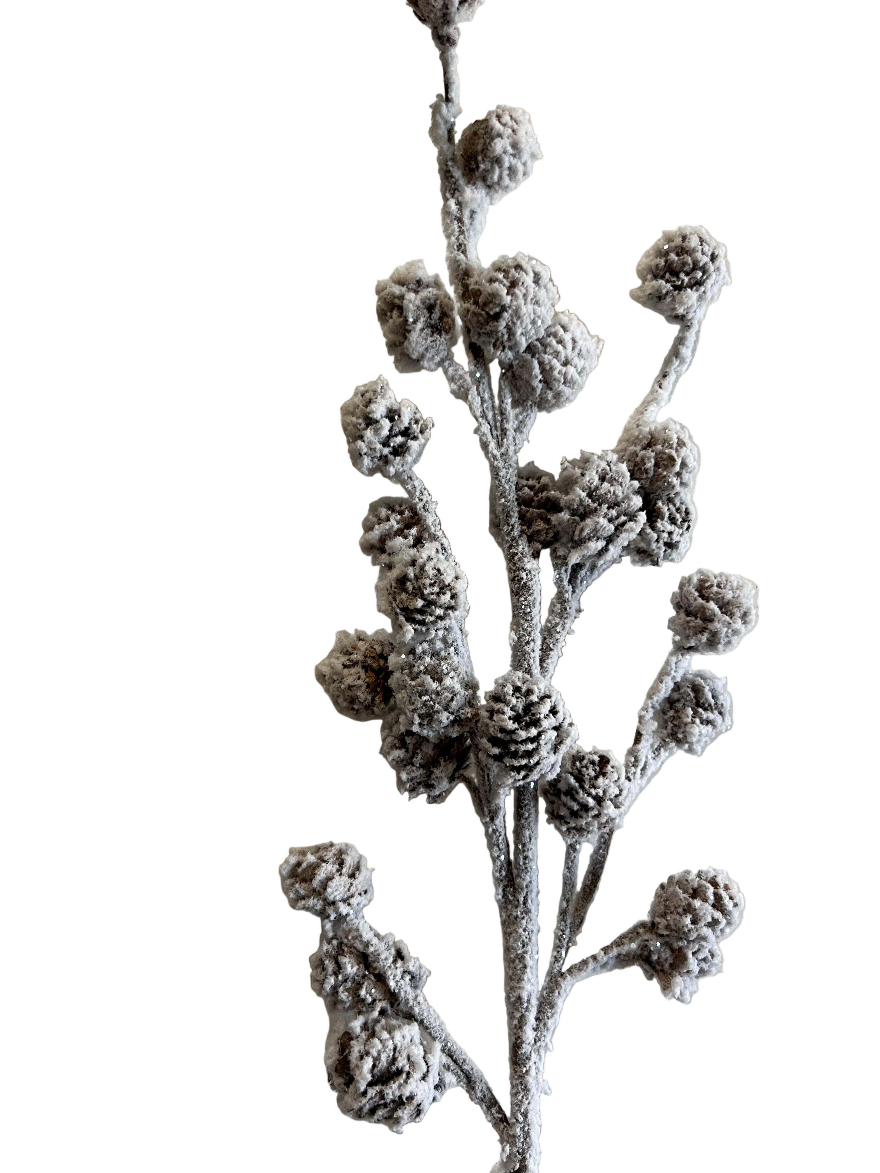 30" Snowy Pinecone Stem