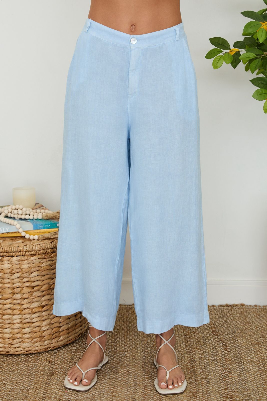 Moke Blue Linen Pants