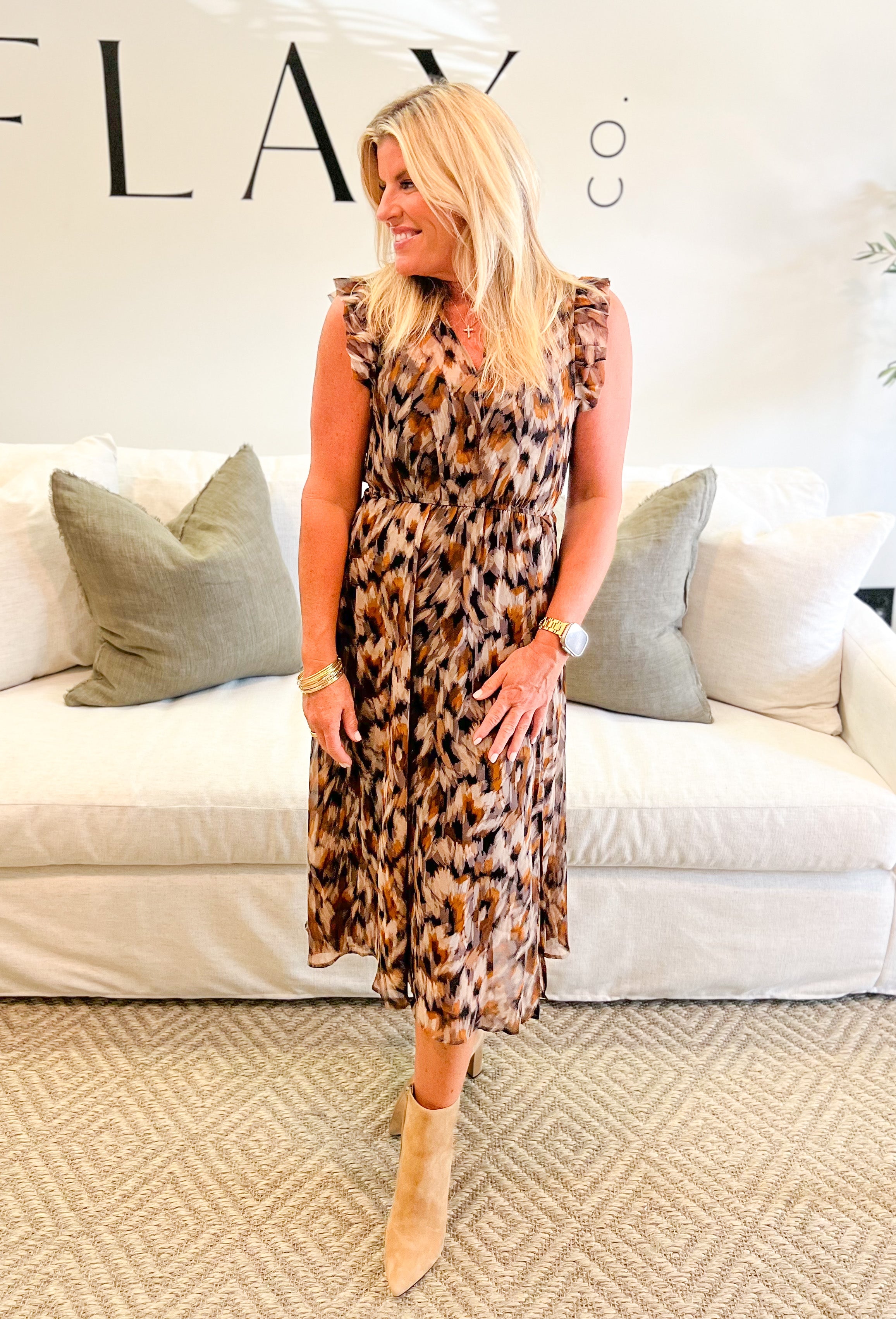Allegra Dress-Oak Buff
